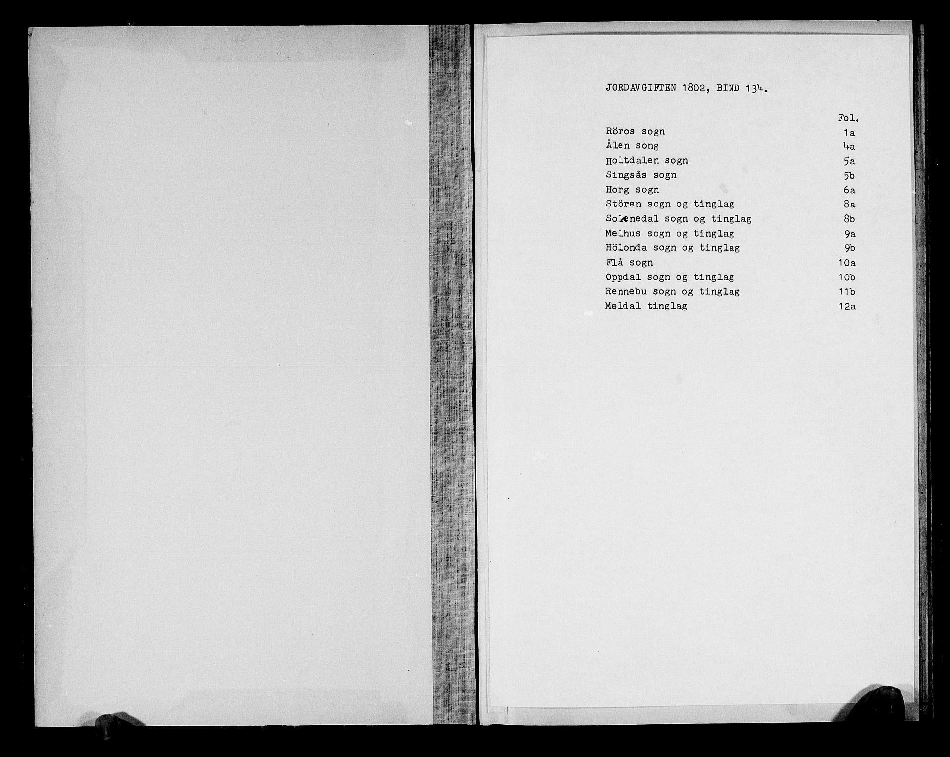 Rentekammeret inntil 1814, Realistisk ordnet avdeling, AV/RA-EA-4070/N/Ne/Nea/L0134: Orkdal og Gauldal fogderi. Deliberasjonsprotokoll, 1803, p. 1