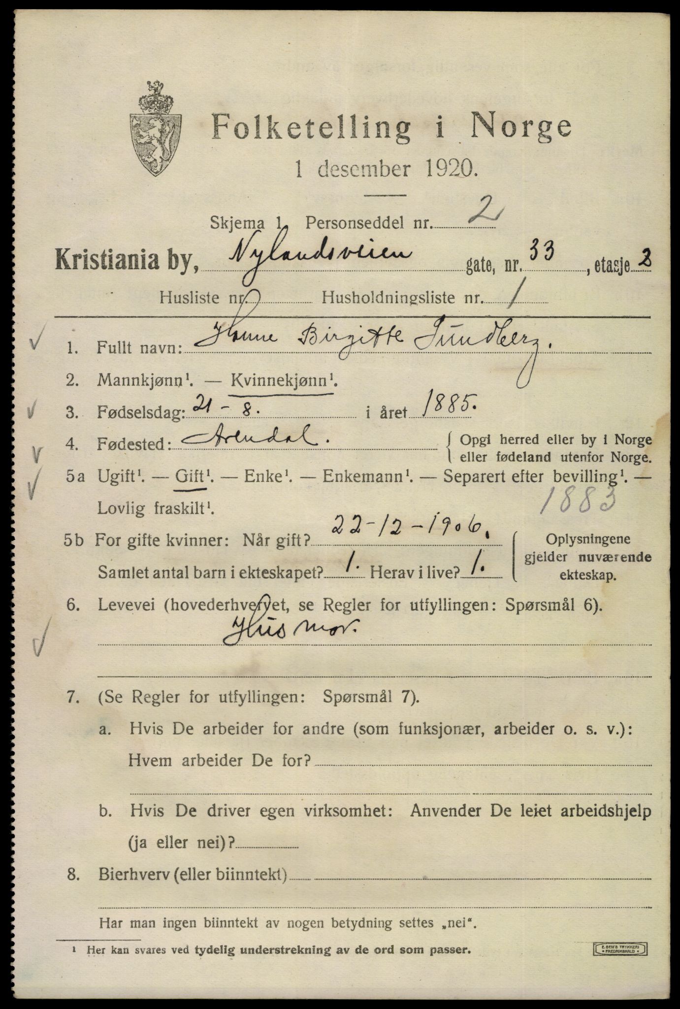 SAO, 1920 census for Kristiania, 1920, p. 427703