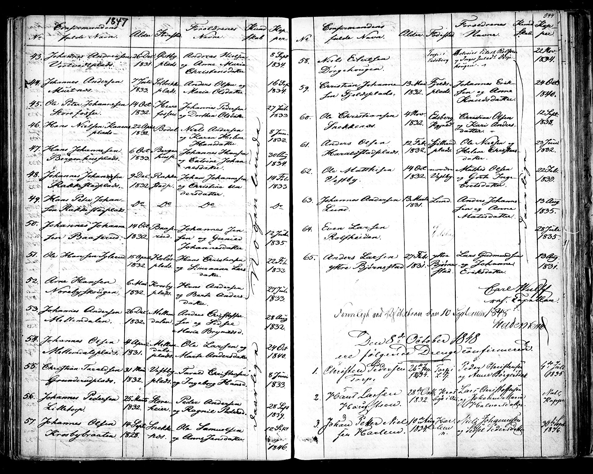 Rakkestad prestekontor Kirkebøker, AV/SAO-A-2008/F/Fa/L0008: Parish register (official) no. I 8, 1842-1849, p. 543-544