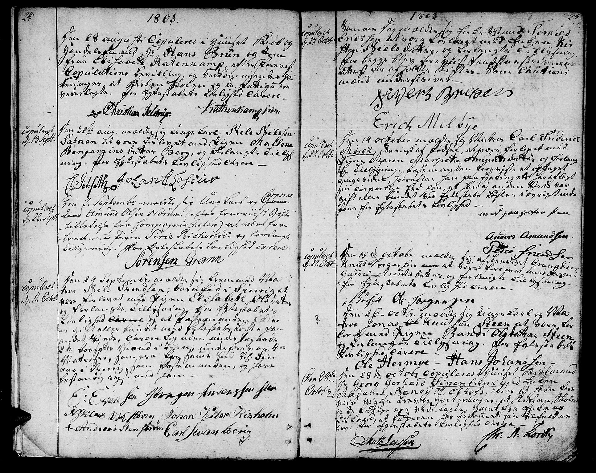 Ministerialprotokoller, klokkerbøker og fødselsregistre - Sør-Trøndelag, SAT/A-1456/601/L0042: Parish register (official) no. 601A10, 1802-1830, p. 24-25