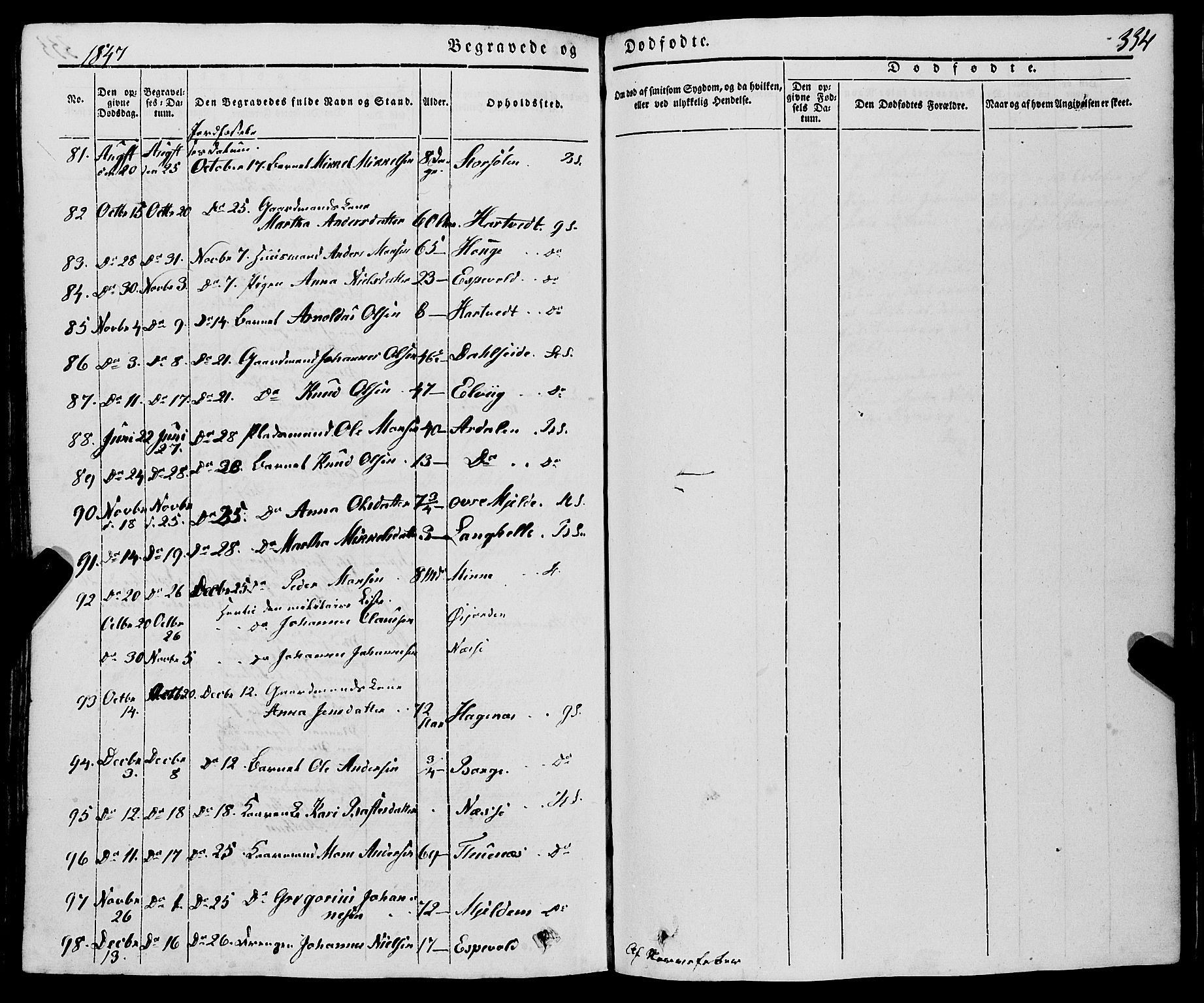 Haus sokneprestembete, AV/SAB-A-75601/H/Haa: Parish register (official) no. A 15, 1838-1847, p. 334