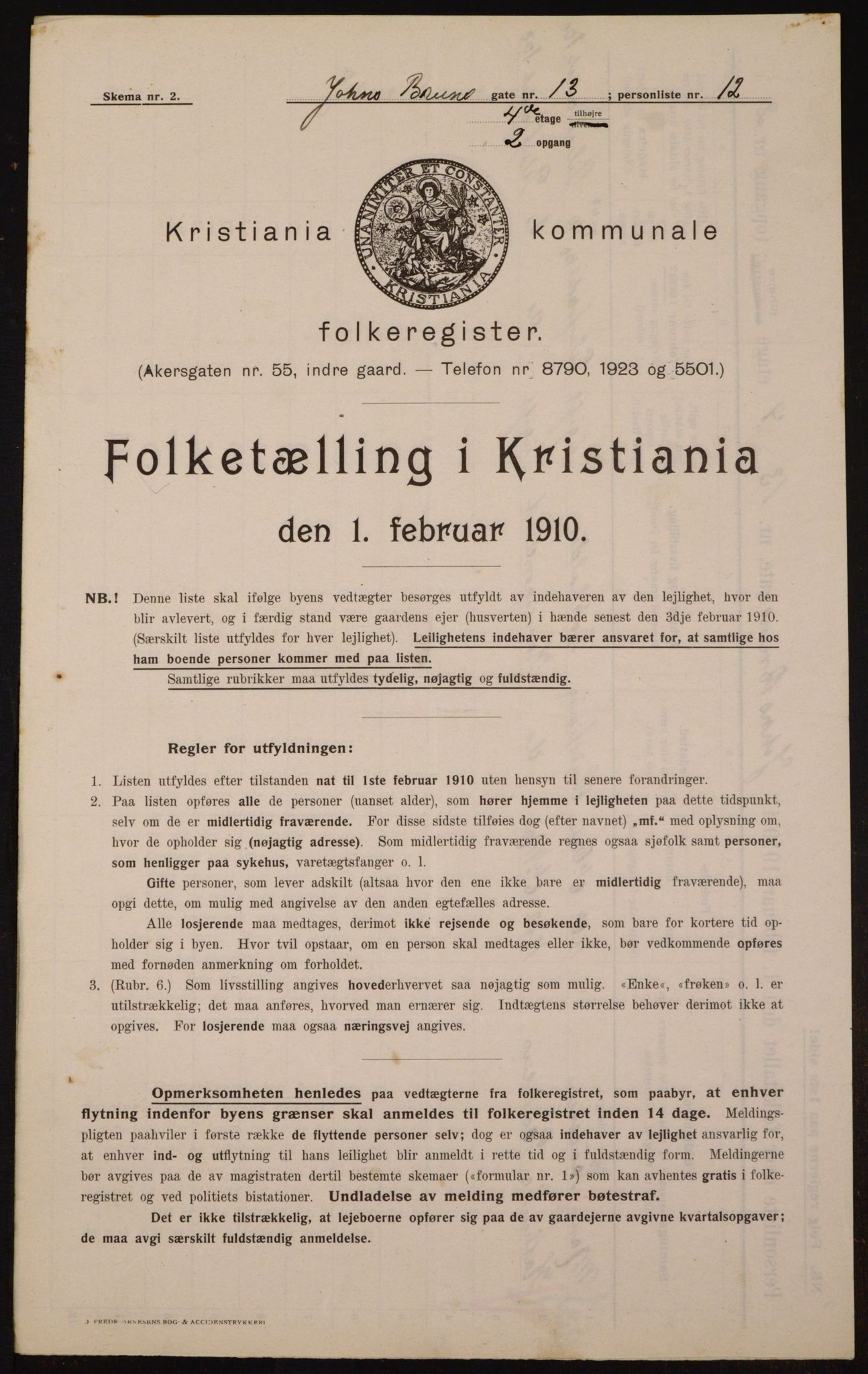 OBA, Municipal Census 1910 for Kristiania, 1910, p. 45816