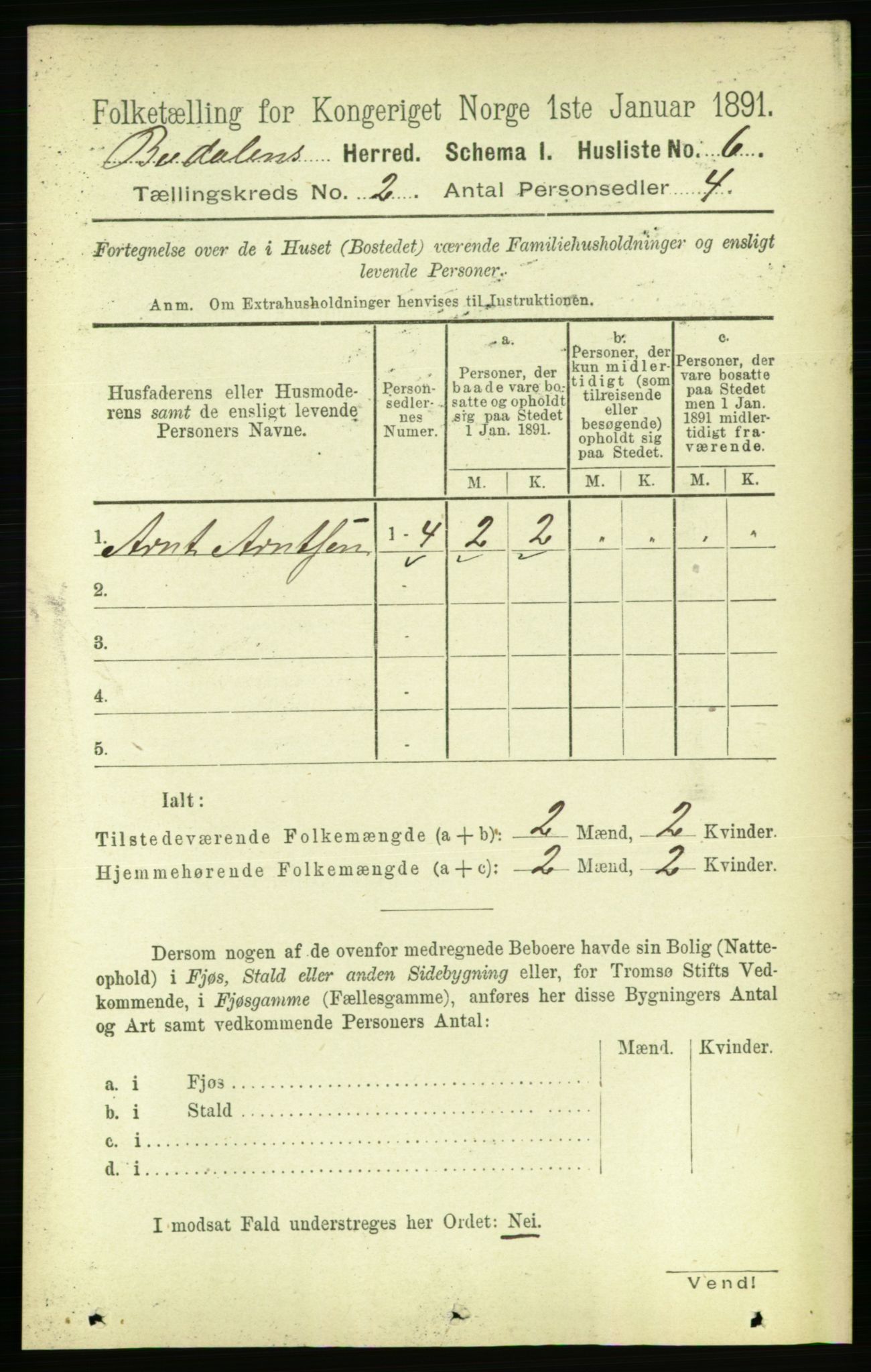 RA, 1891 census for 1647 Budal, 1891, p. 384