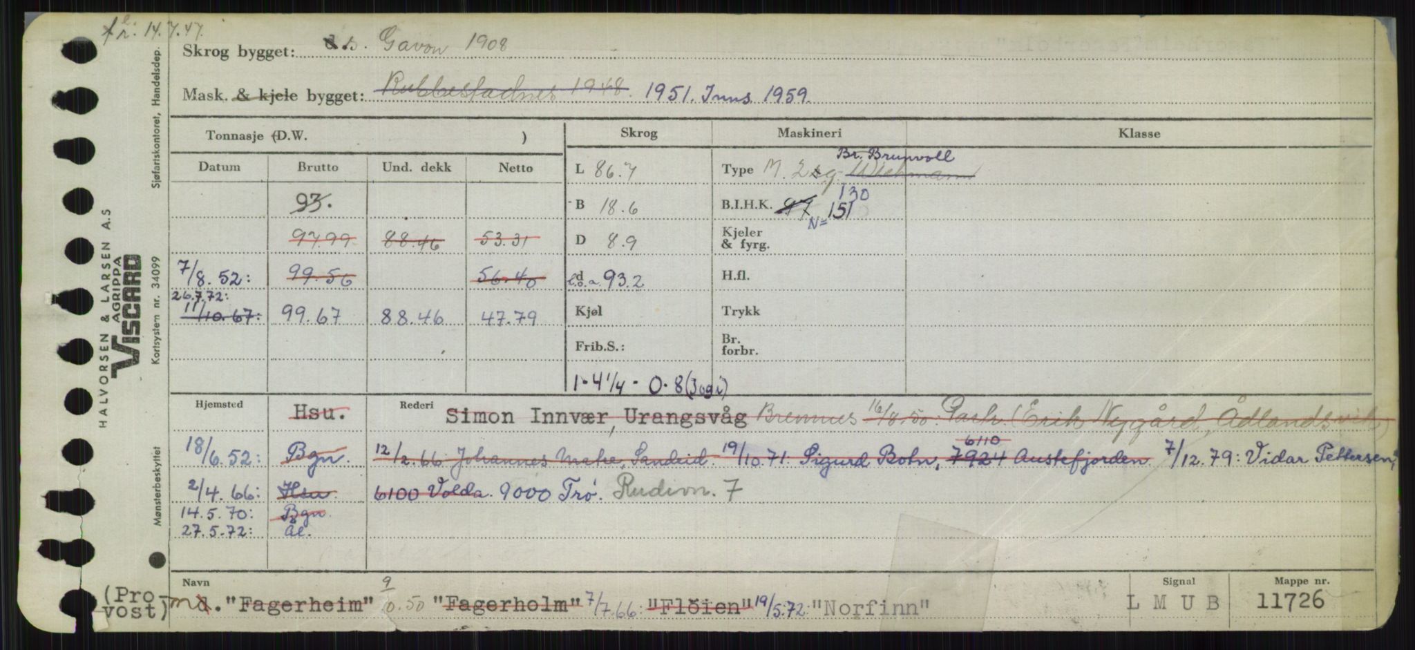 Sjøfartsdirektoratet med forløpere, Skipsmålingen, RA/S-1627/H/Ha/L0004/0001: Fartøy, Mas-R / Fartøy, Mas-Odd, p. 733