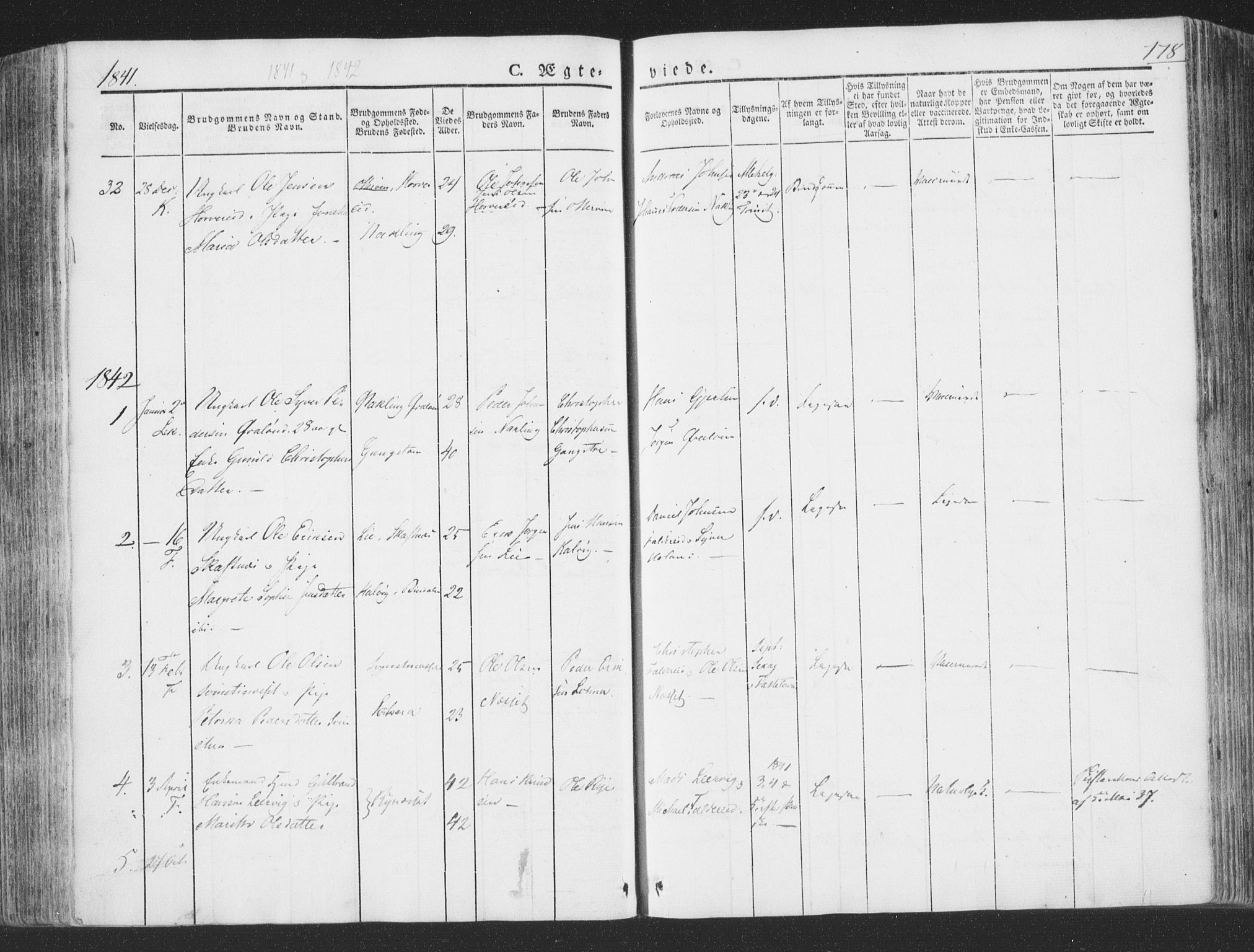 Ministerialprotokoller, klokkerbøker og fødselsregistre - Nord-Trøndelag, SAT/A-1458/780/L0639: Parish register (official) no. 780A04, 1830-1844, p. 178