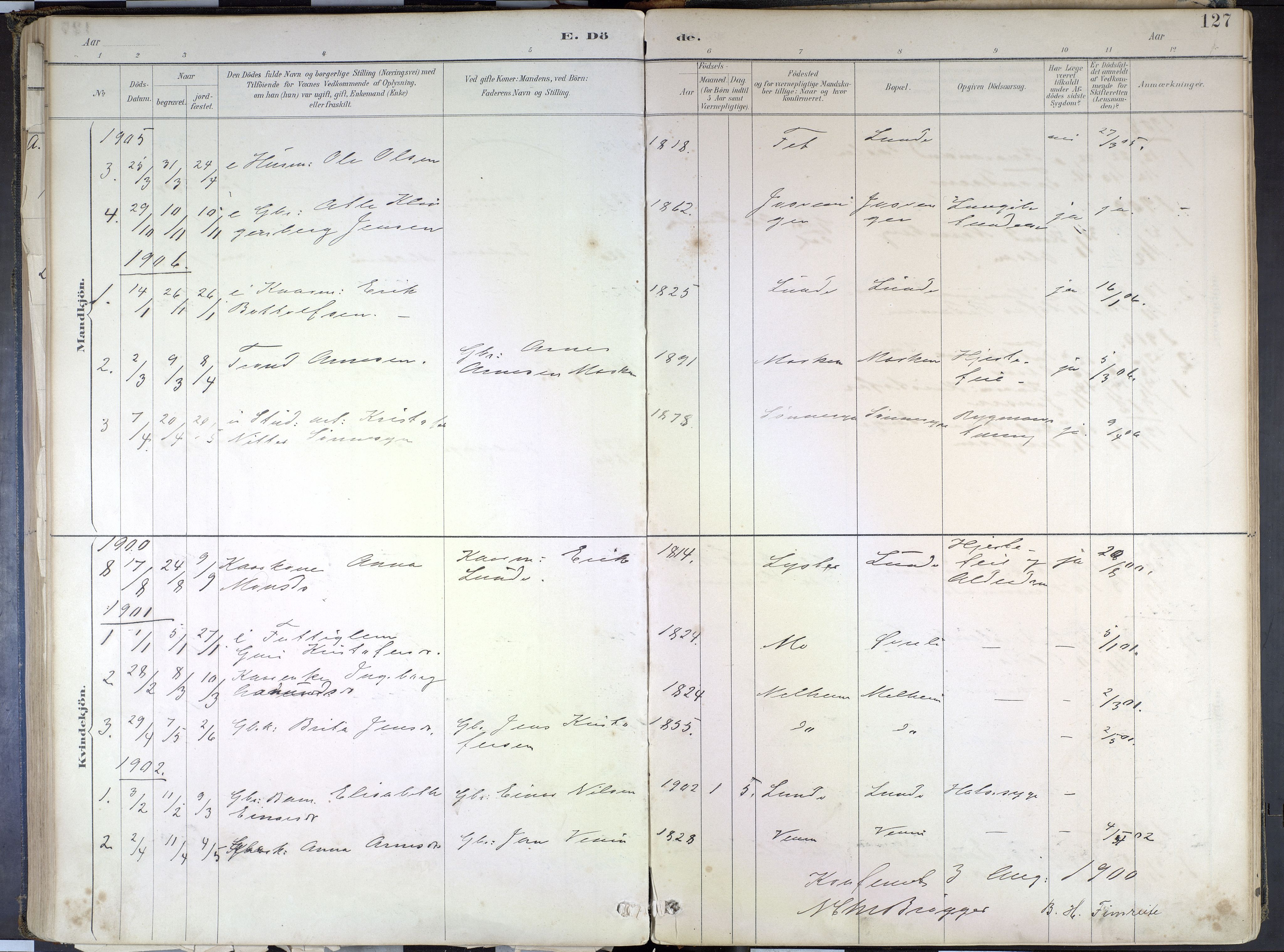 Hafslo sokneprestembete, AV/SAB-A-80301/H/Haa/Haad/L0001: Parish register (official) no. D 1, 1886-1934, p. 127