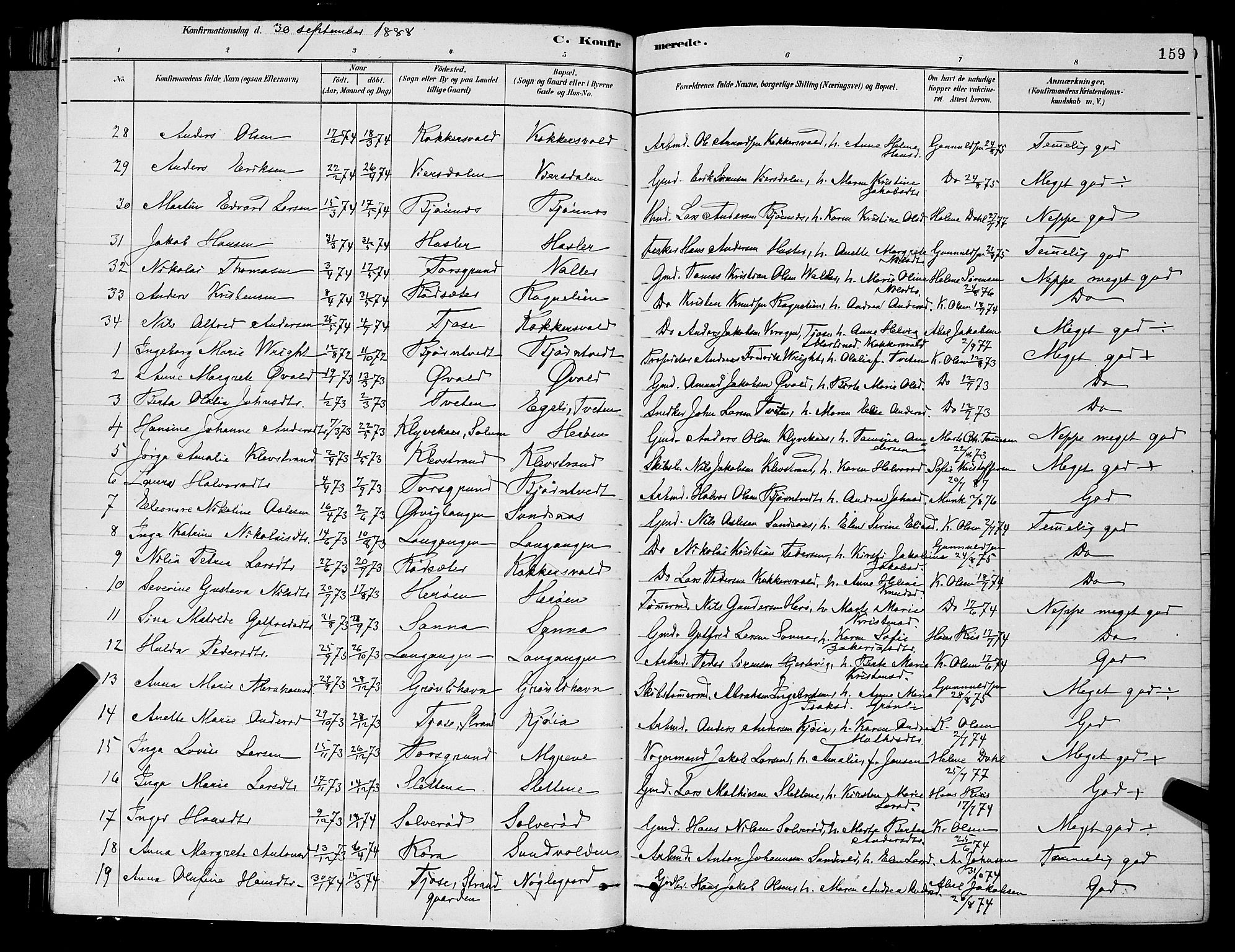 Eidanger kirkebøker, AV/SAKO-A-261/G/Ga/L0002: Parish register (copy) no. 2, 1879-1892, p. 159