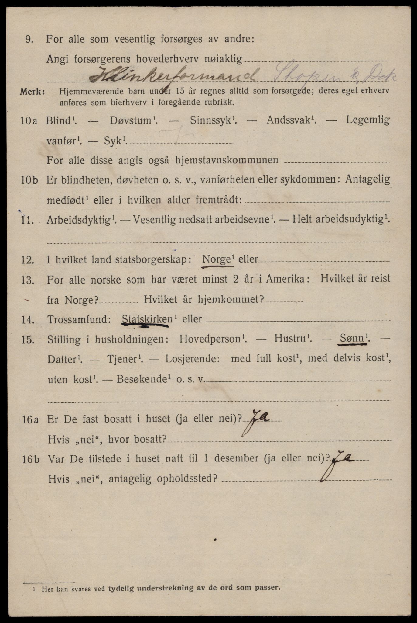 SAST, 1920 census for Stavanger, 1920, p. 65211