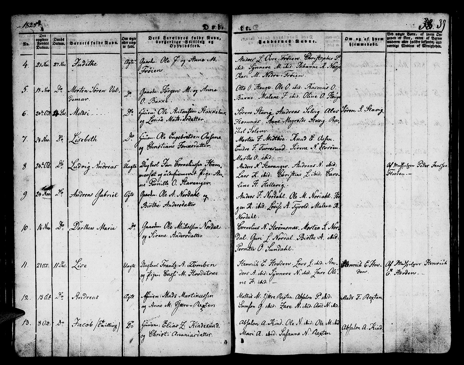 Kinn sokneprestembete, SAB/A-80801/H/Haa/Haaa/L0004/0001: Parish register (official) no. A 4I, 1822-1840, p. 39