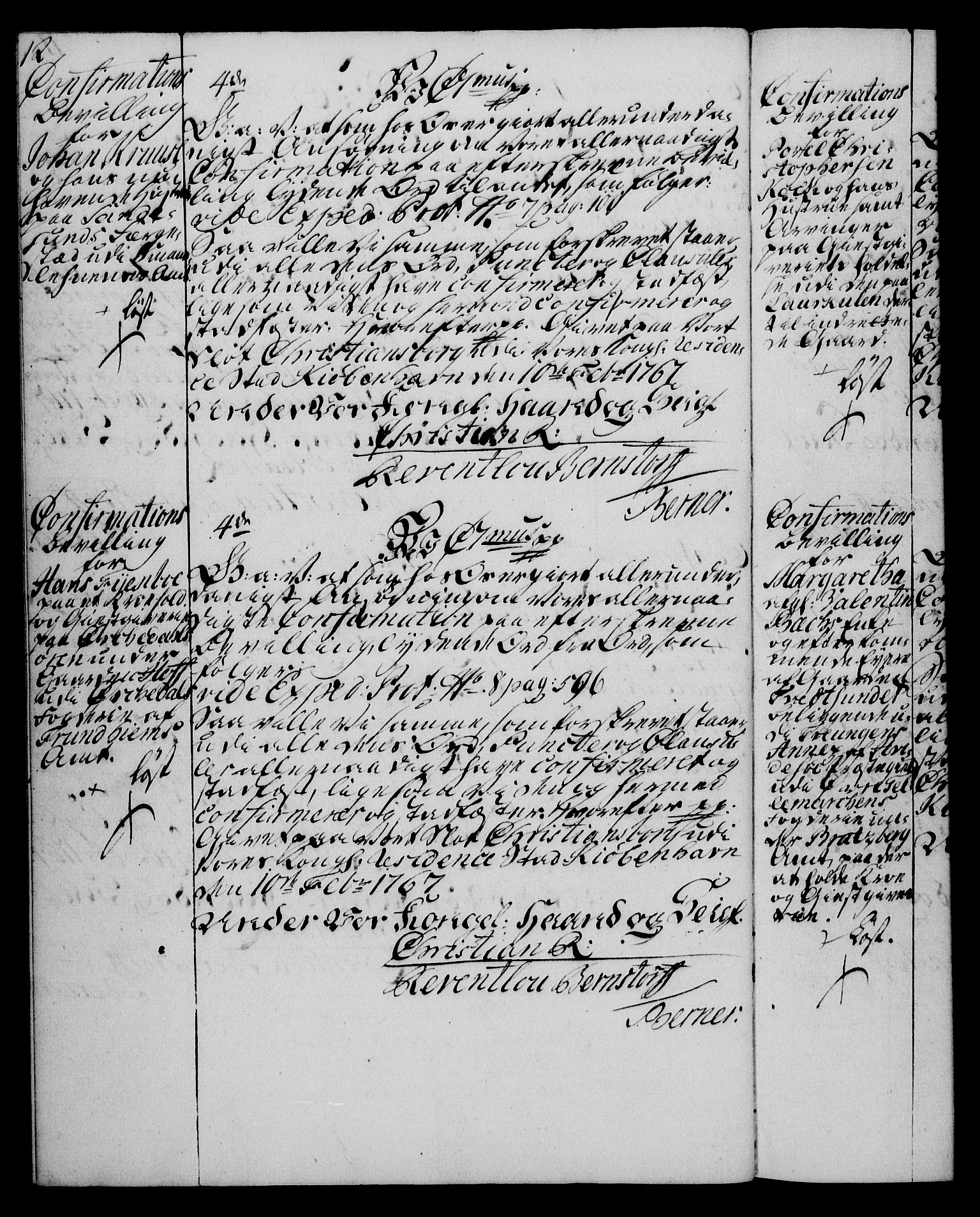 Rentekammeret, Kammerkanselliet, RA/EA-3111/G/Gg/Ggc/Ggca/L0002: Norsk konfirmasjonsekspedisjonsprotokoll med register (merket RK 53.24), 1766-1772, p. 12