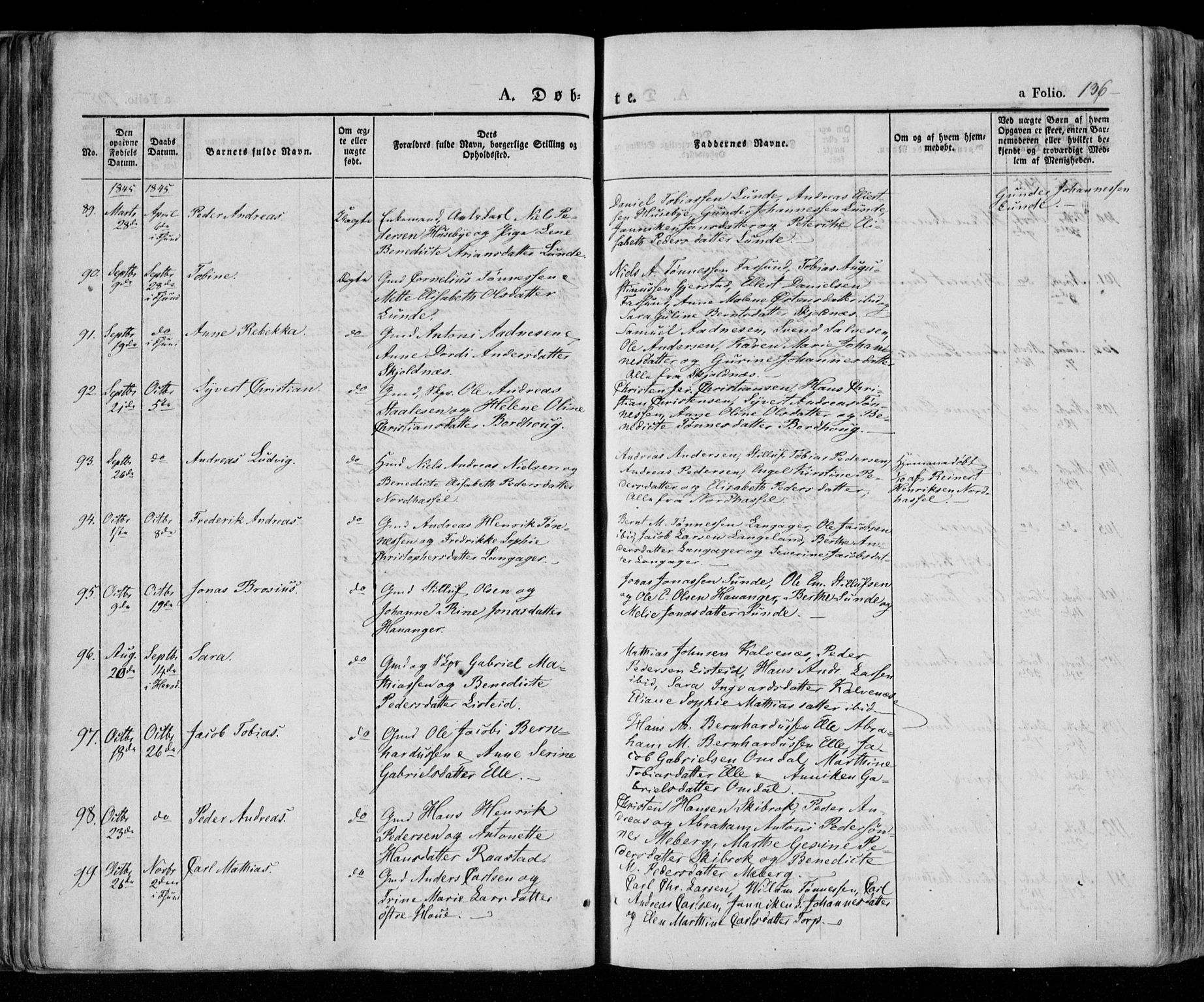 Lista sokneprestkontor, AV/SAK-1111-0027/F/Fa/L0009: Parish register (official) no. A 9, 1835-1846, p. 136