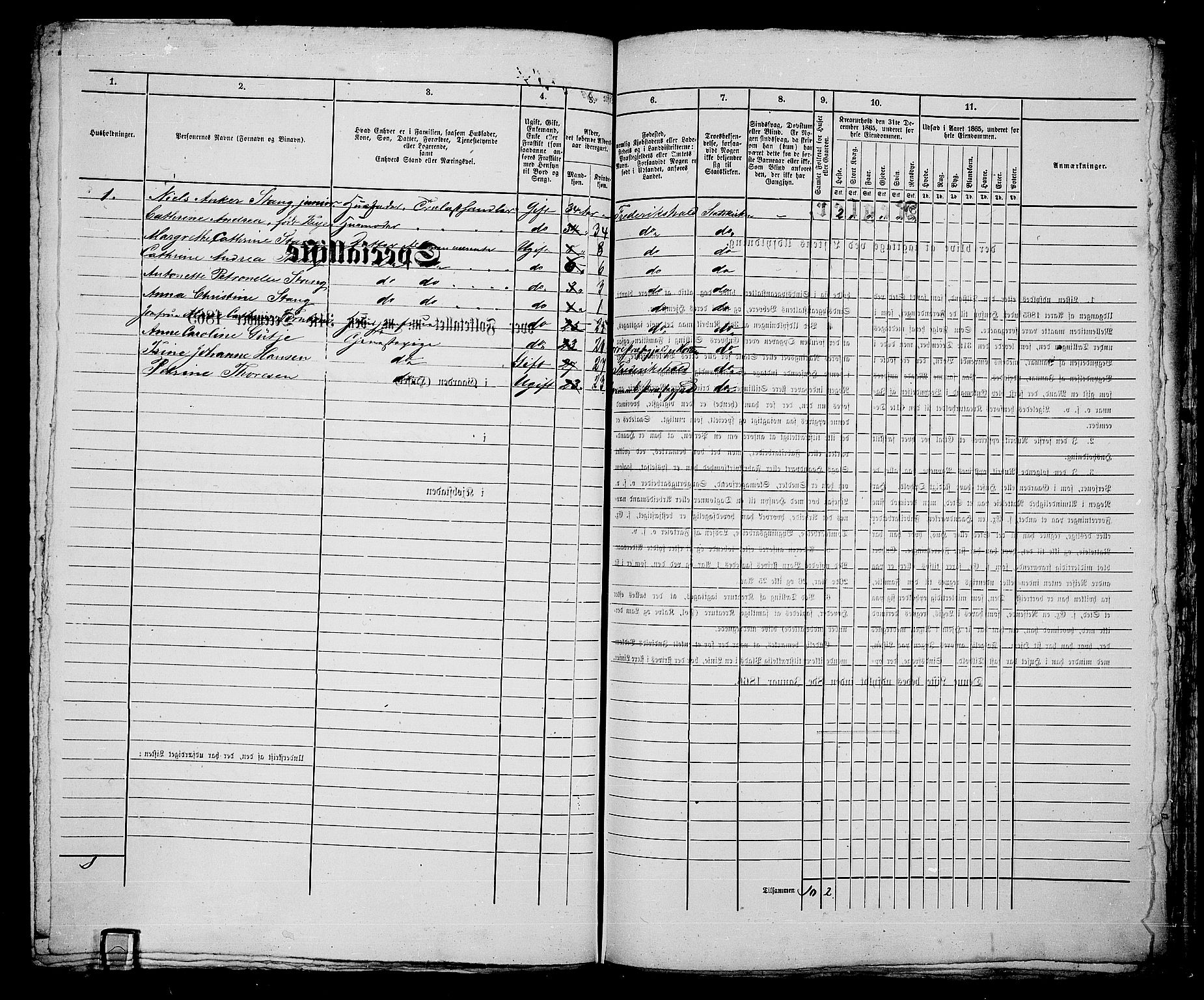 RA, 1865 census for Fredrikshald, 1865, p. 734