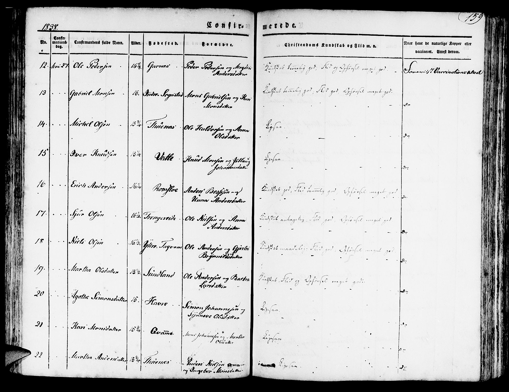 Haus sokneprestembete, AV/SAB-A-75601/H/Haa: Parish register (official) no. A 14, 1827-1838, p. 159