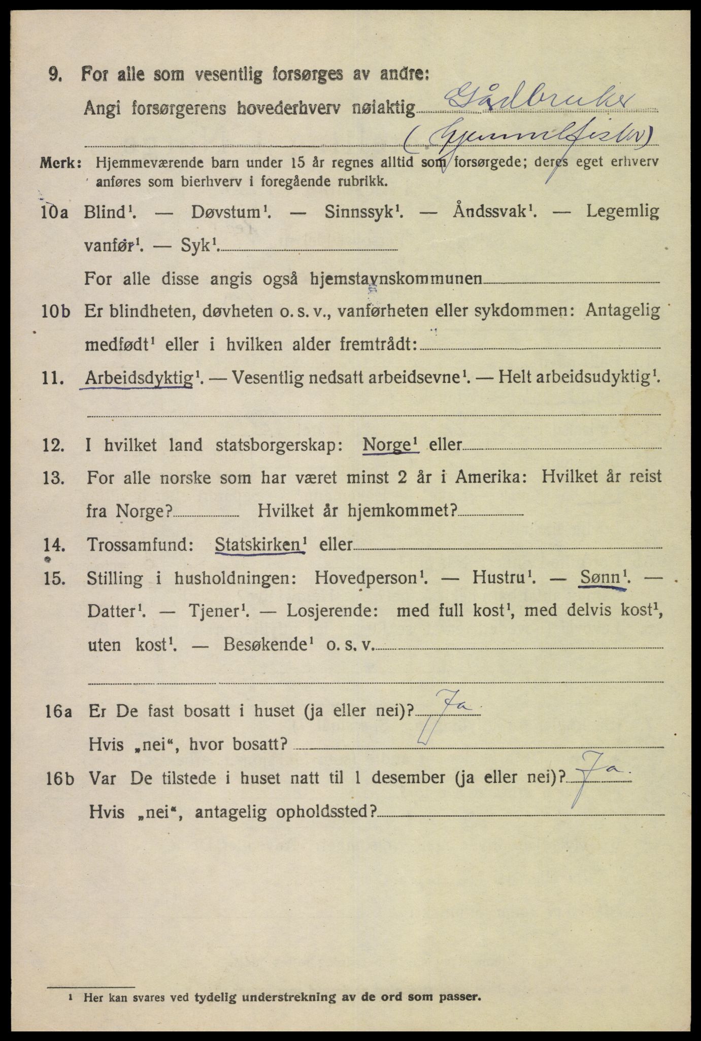 SAK, 1920 census for Spind, 1920, p. 2206