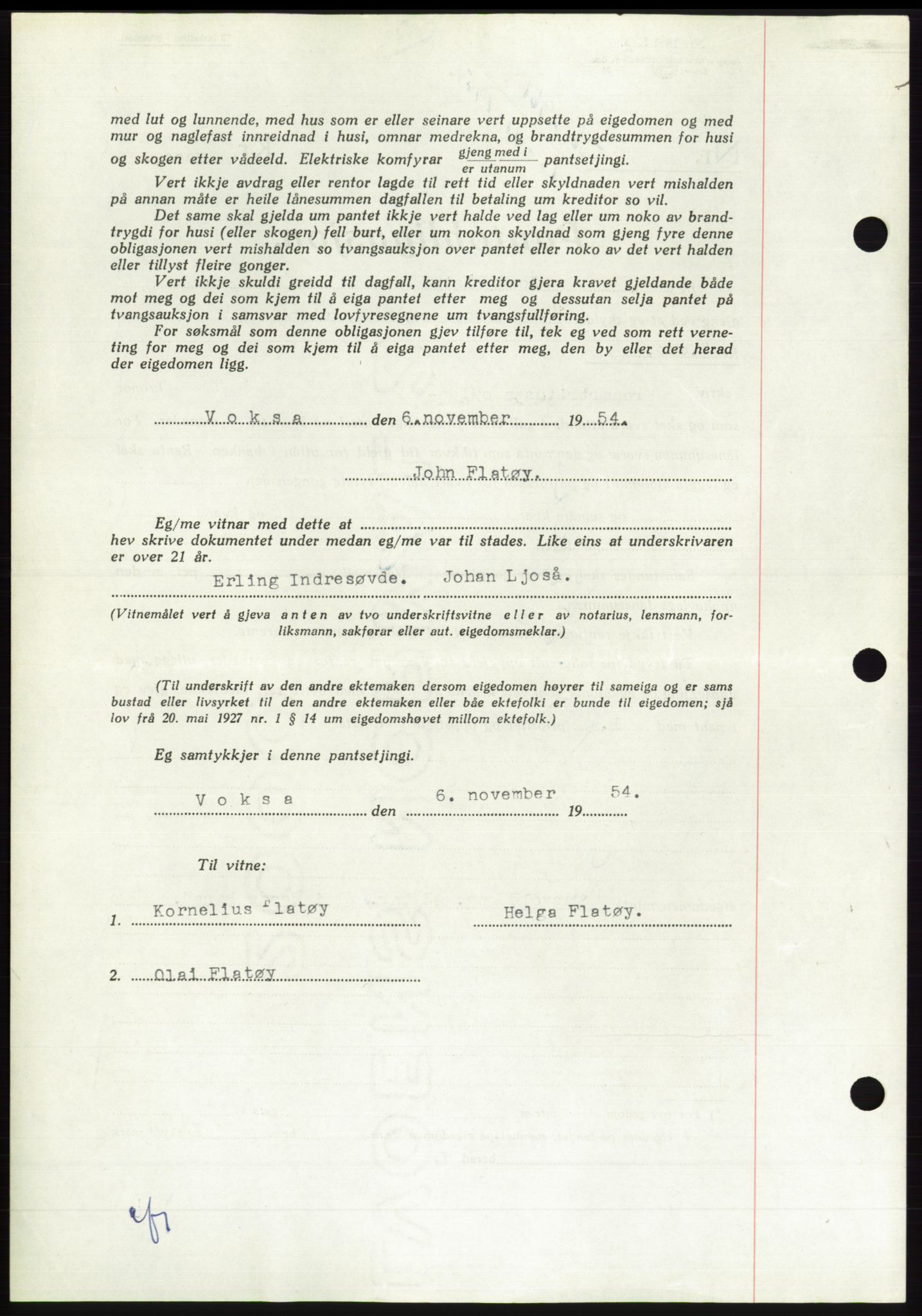 Søre Sunnmøre sorenskriveri, AV/SAT-A-4122/1/2/2C/L0126: Mortgage book no. 14B, 1954-1955, Diary no: : 2961/1954