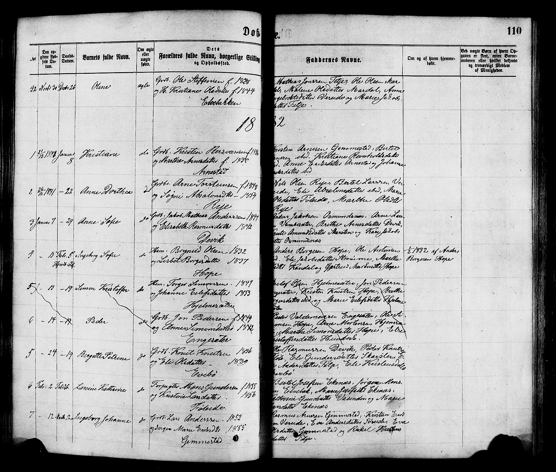 Gloppen sokneprestembete, AV/SAB-A-80101/H/Haa/Haaa/L0010: Parish register (official) no. A 10, 1871-1884, p. 110