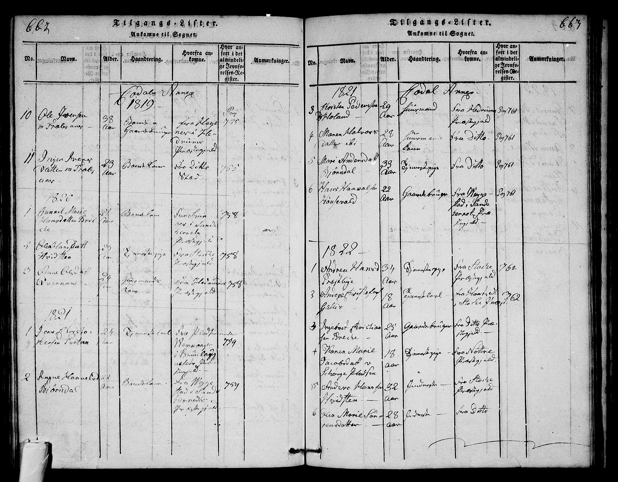 Andebu kirkebøker, AV/SAKO-A-336/G/Ga/L0001: Parish register (copy) no. I 1 /3, 1815-1823, p. 662-663