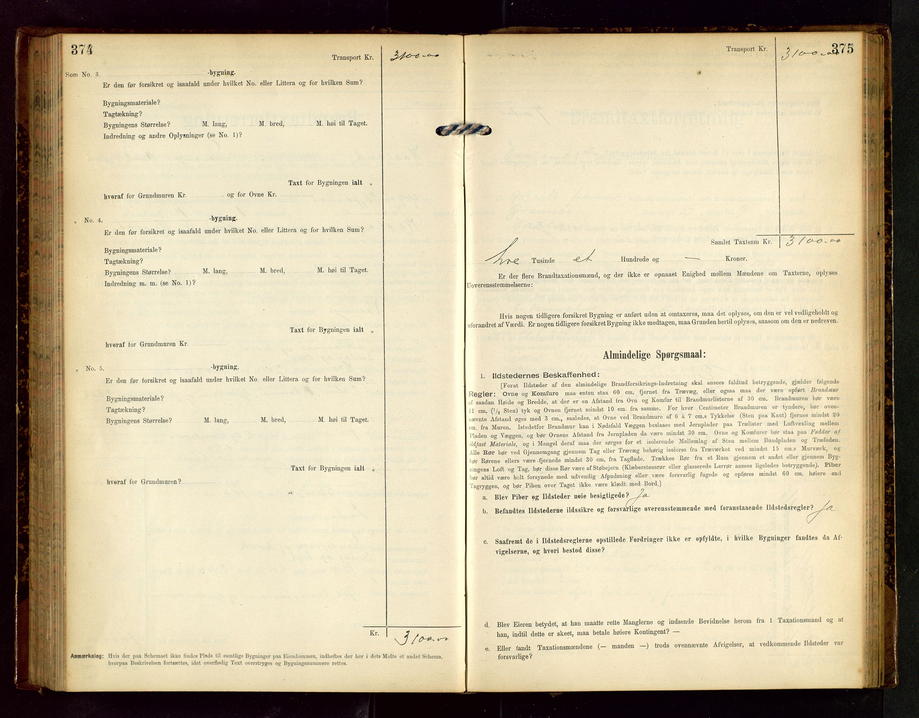 Håland lensmannskontor, AV/SAST-A-100100/Gob/L0002: Branntakstprotokoll - skjematakst. Register i boken., 1902-1906, p. 374-375