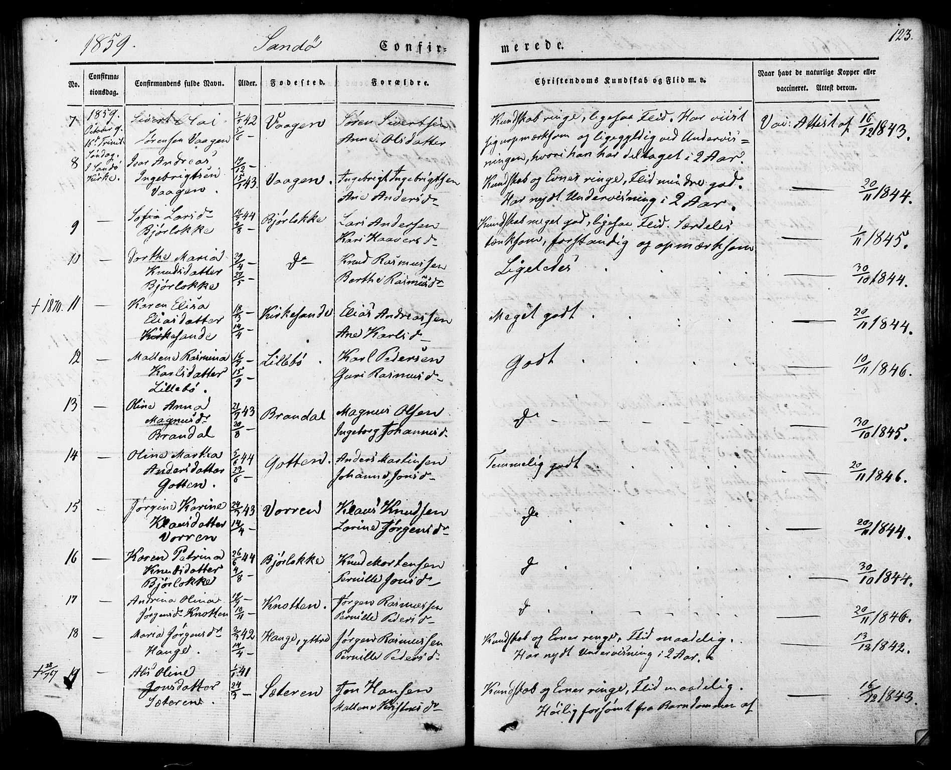 Ministerialprotokoller, klokkerbøker og fødselsregistre - Møre og Romsdal, AV/SAT-A-1454/503/L0034: Parish register (official) no. 503A02, 1841-1884, p. 123