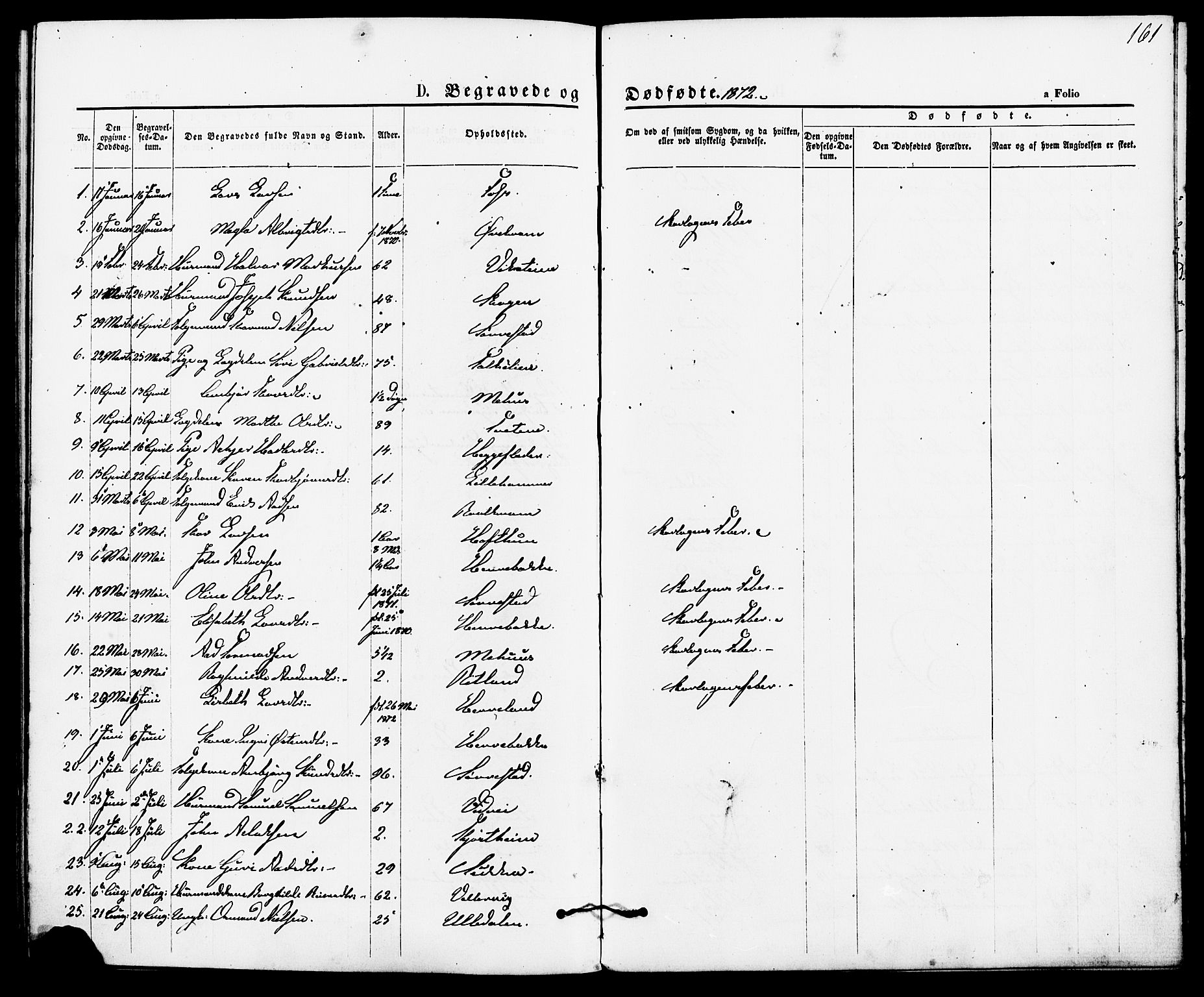 Suldal sokneprestkontor, AV/SAST-A-101845/01/IV/L0010: Parish register (official) no. A 10, 1869-1878, p. 161