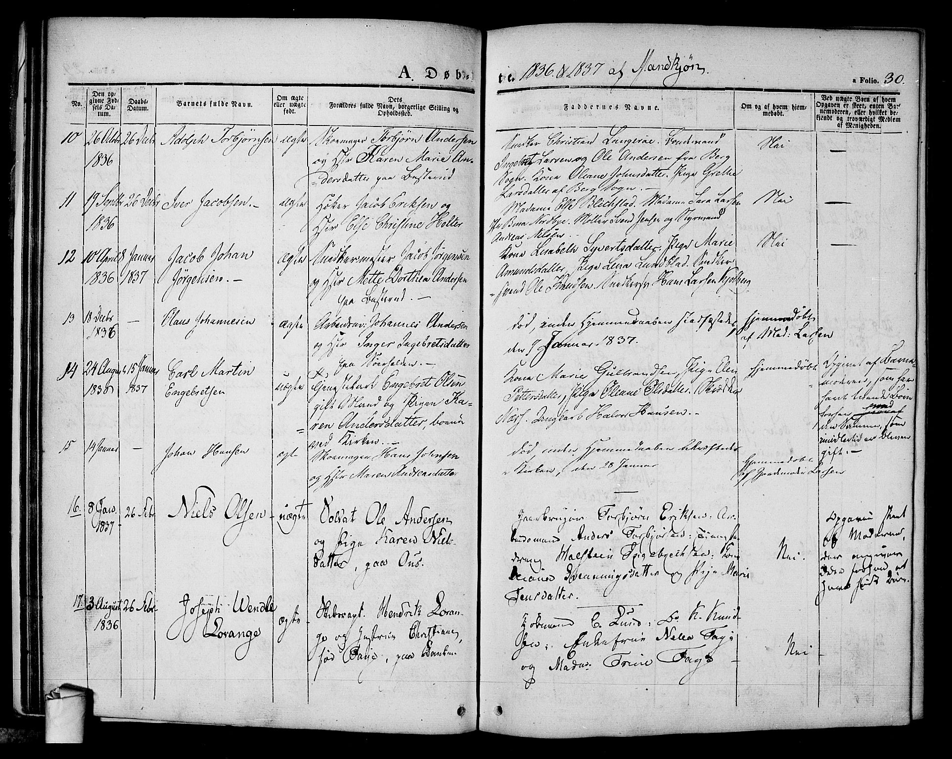 Halden prestekontor Kirkebøker, AV/SAO-A-10909/F/Fa/L0005: Parish register (official) no. I 5, 1834-1845, p. 30