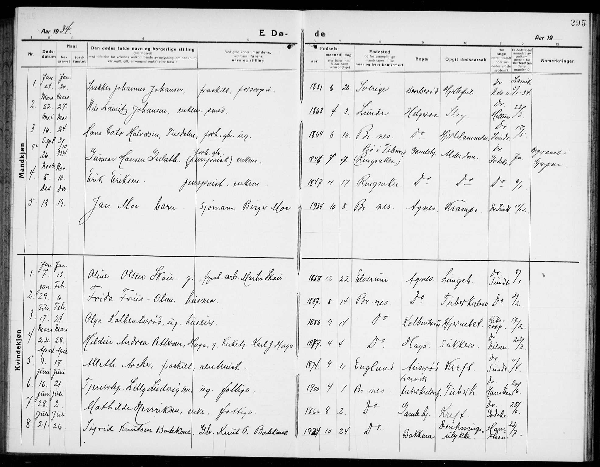 Brunlanes kirkebøker, SAKO/A-342/G/Ga/L0005: Parish register (copy) no. I 5, 1918-1941, p. 295