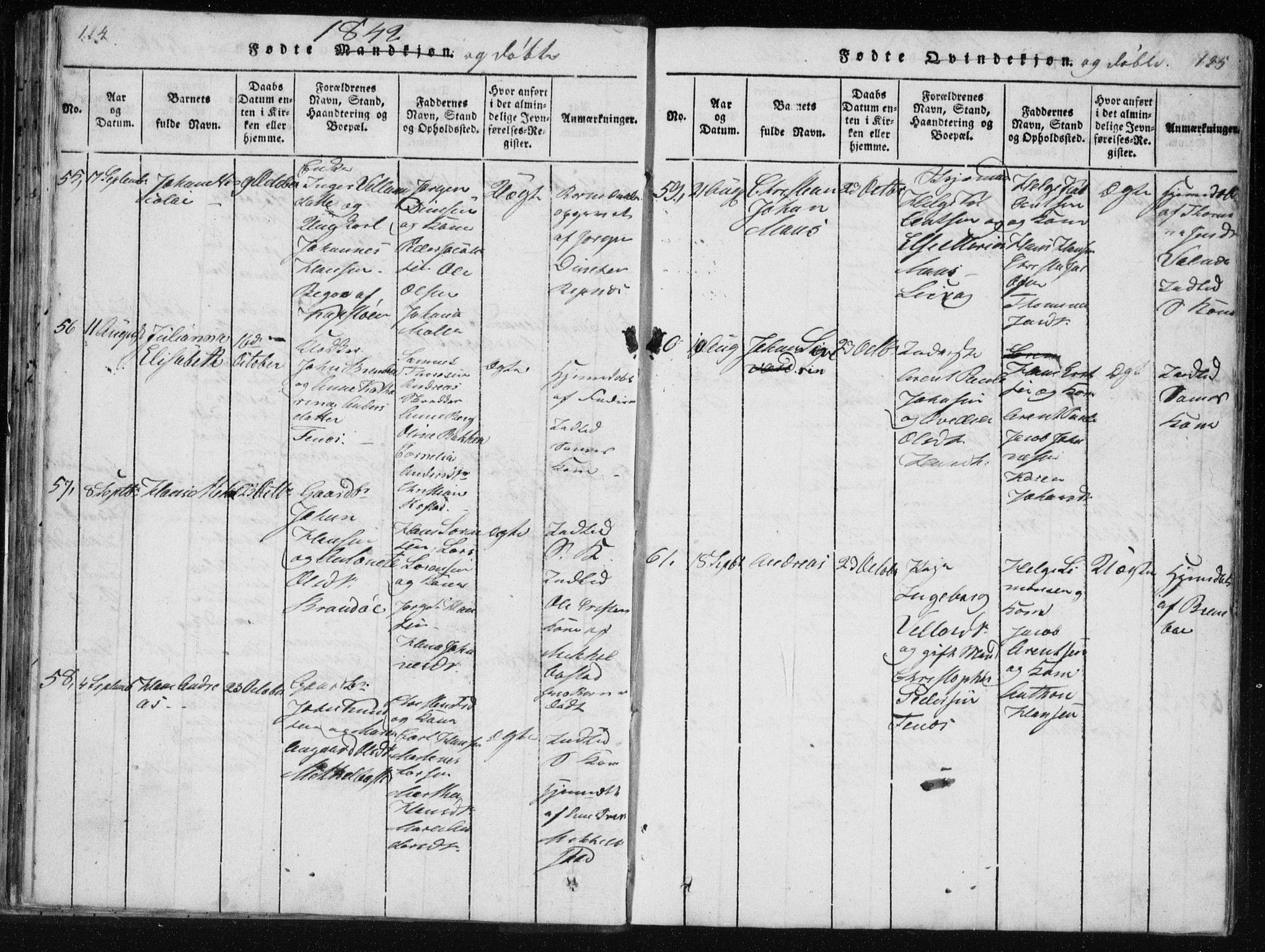 Ministerialprotokoller, klokkerbøker og fødselsregistre - Nordland, AV/SAT-A-1459/801/L0027: Parish register (copy) no. 801C02, 1835-1845, p. 124-125