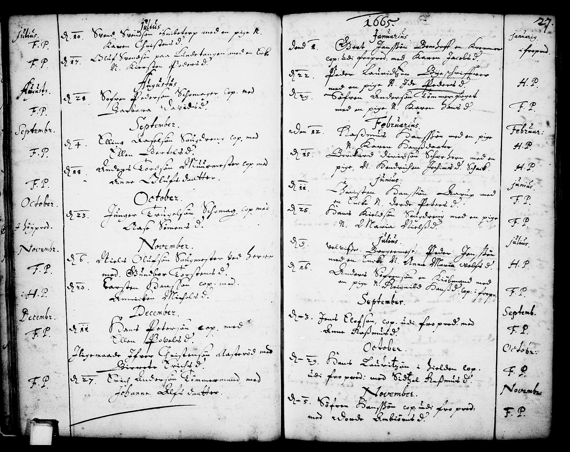 Skien kirkebøker, SAKO/A-302/F/Fa/L0001: Parish register (official) no. 1, 1659-1679, p. 27