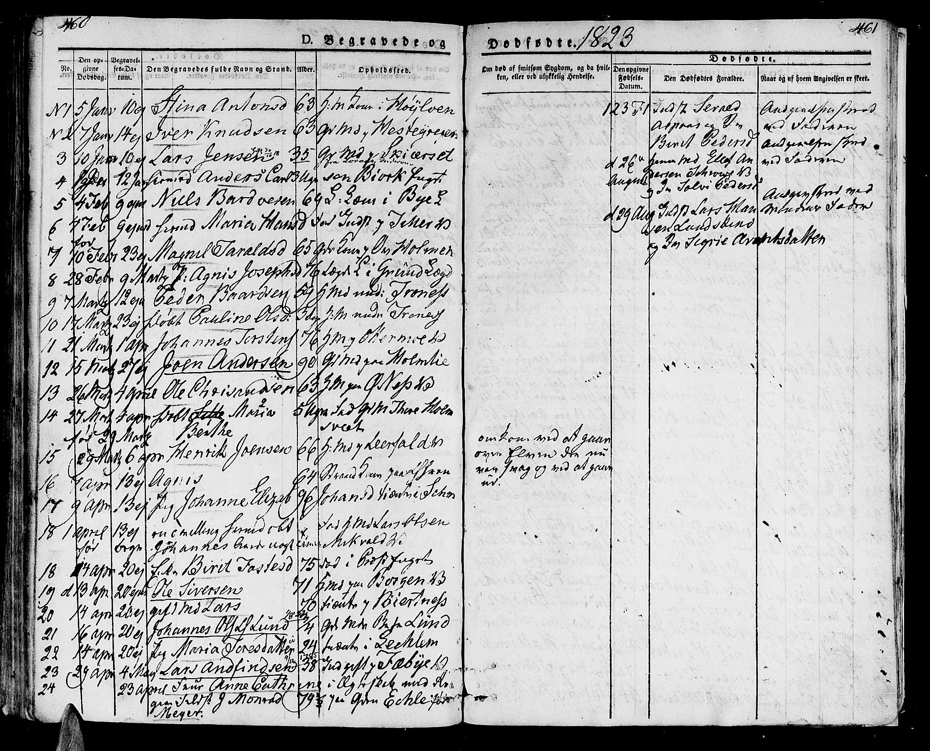 Ministerialprotokoller, klokkerbøker og fødselsregistre - Nord-Trøndelag, SAT/A-1458/723/L0237: Parish register (official) no. 723A06, 1822-1830, p. 460-461