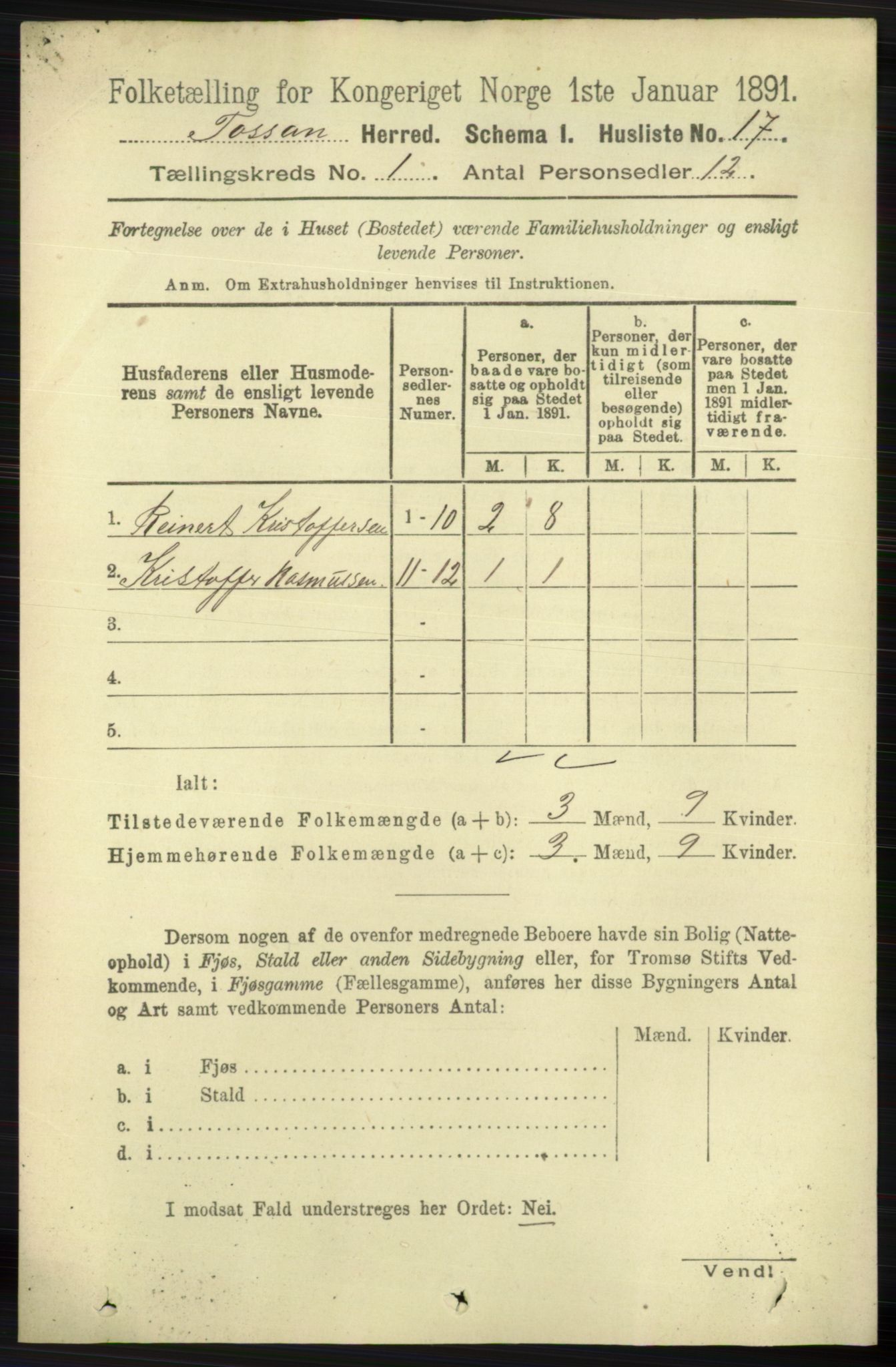 RA, 1891 census for 1129 Forsand, 1891, p. 52