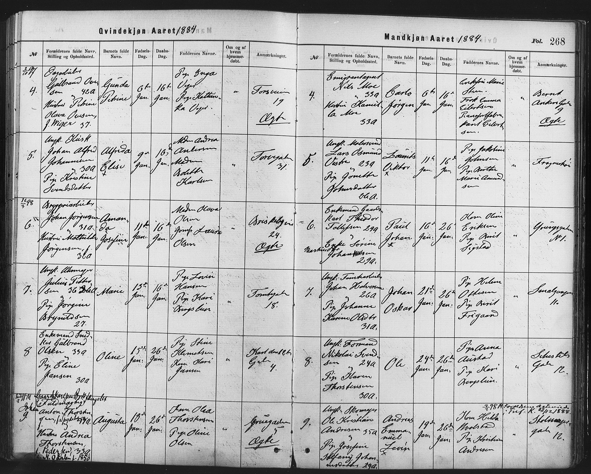 Rikshospitalet prestekontor Kirkebøker, AV/SAO-A-10309b/F/L0006: Parish register (official) no. 6, 1871-1885, p. 268