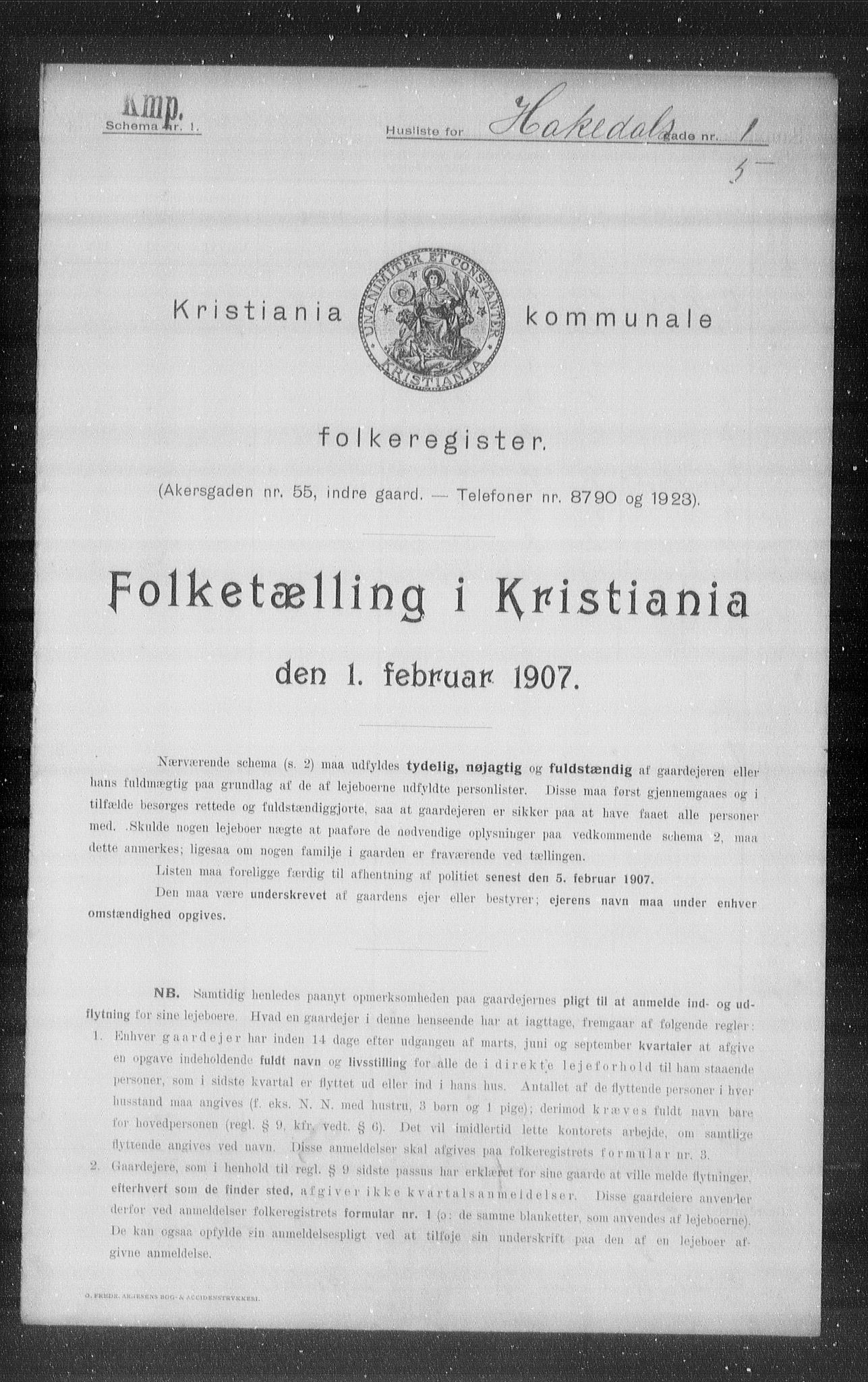 OBA, Municipal Census 1907 for Kristiania, 1907, p. 17434