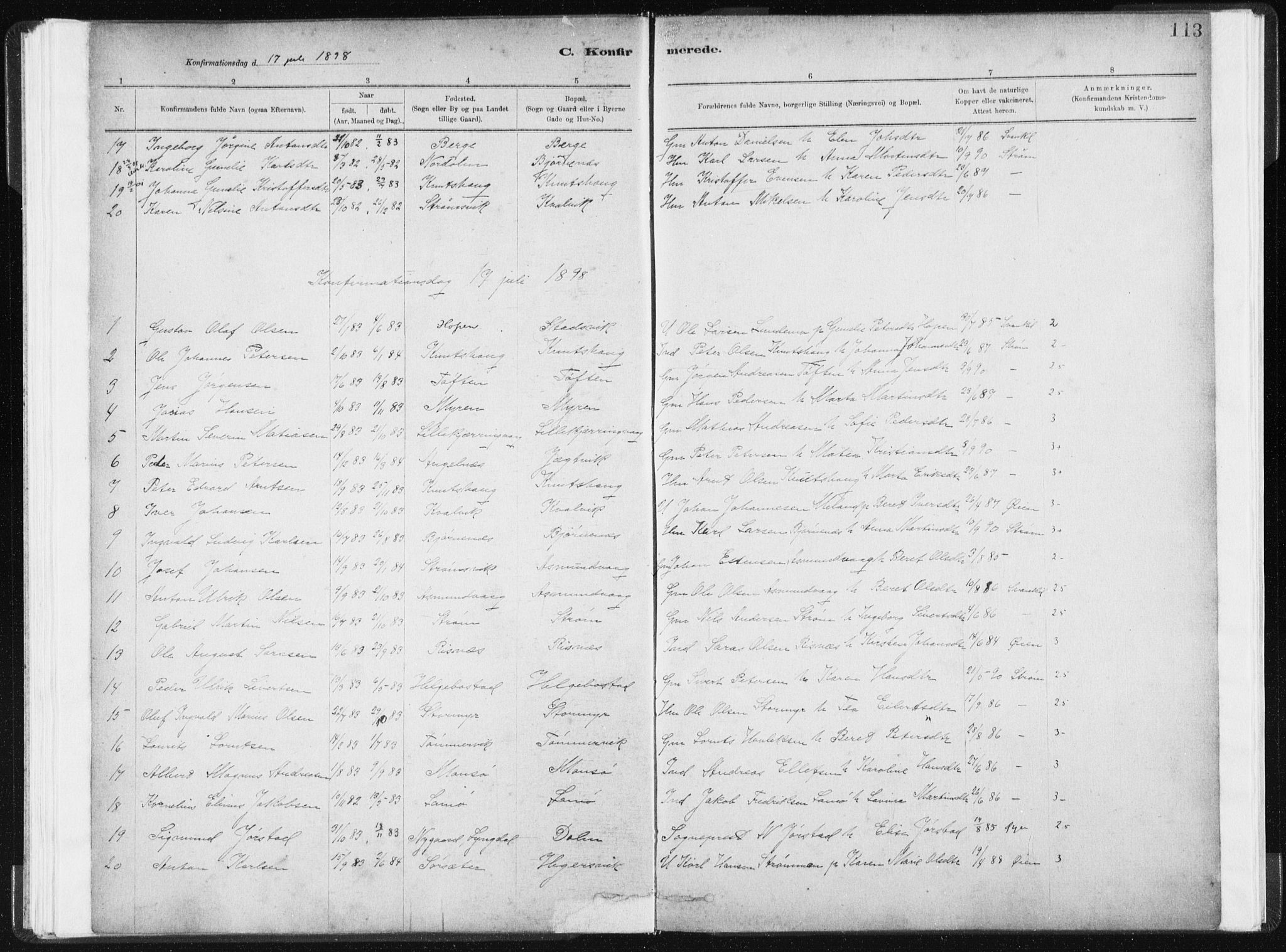 Ministerialprotokoller, klokkerbøker og fødselsregistre - Sør-Trøndelag, SAT/A-1456/634/L0533: Parish register (official) no. 634A09, 1882-1901, p. 113