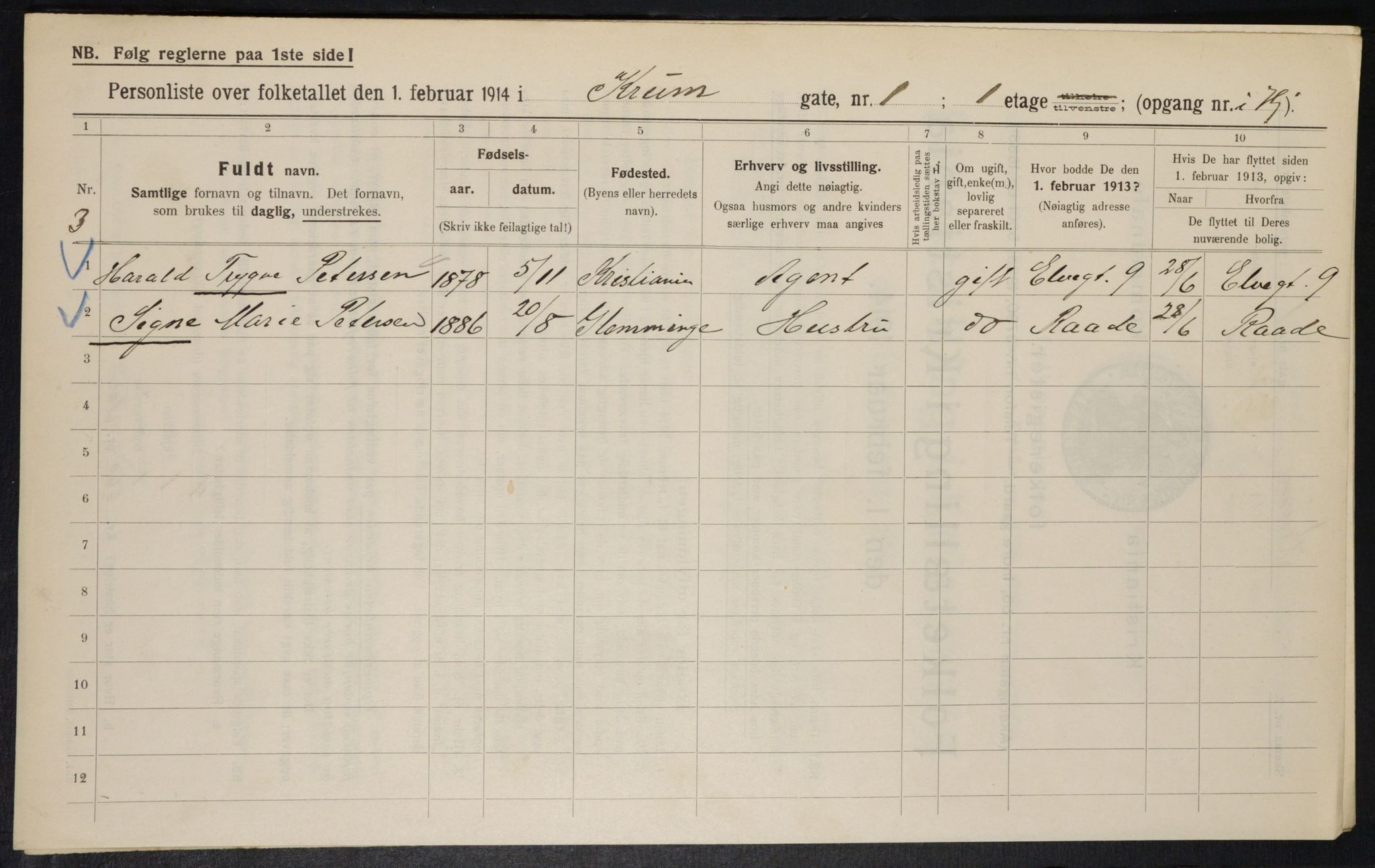 OBA, Municipal Census 1914 for Kristiania, 1914, p. 54633