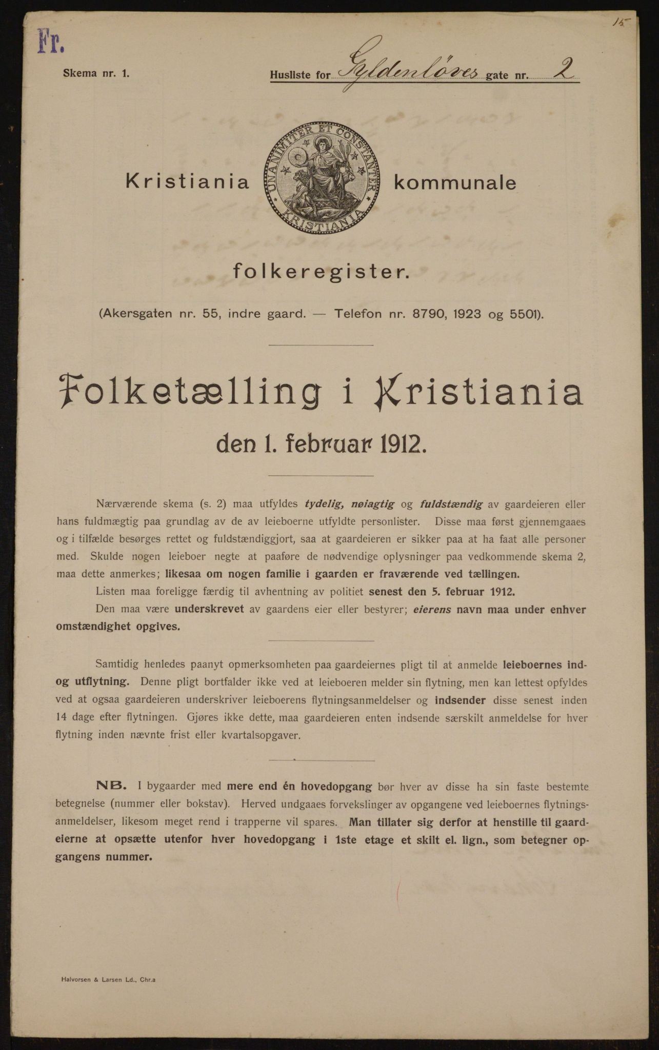 OBA, Municipal Census 1912 for Kristiania, 1912, p. 32469