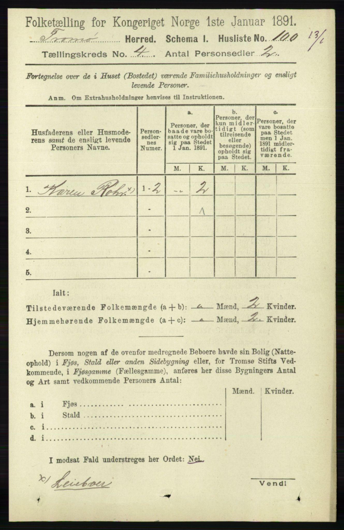 RA, 1891 census for 0921 Tromøy, 1891, p. 1456