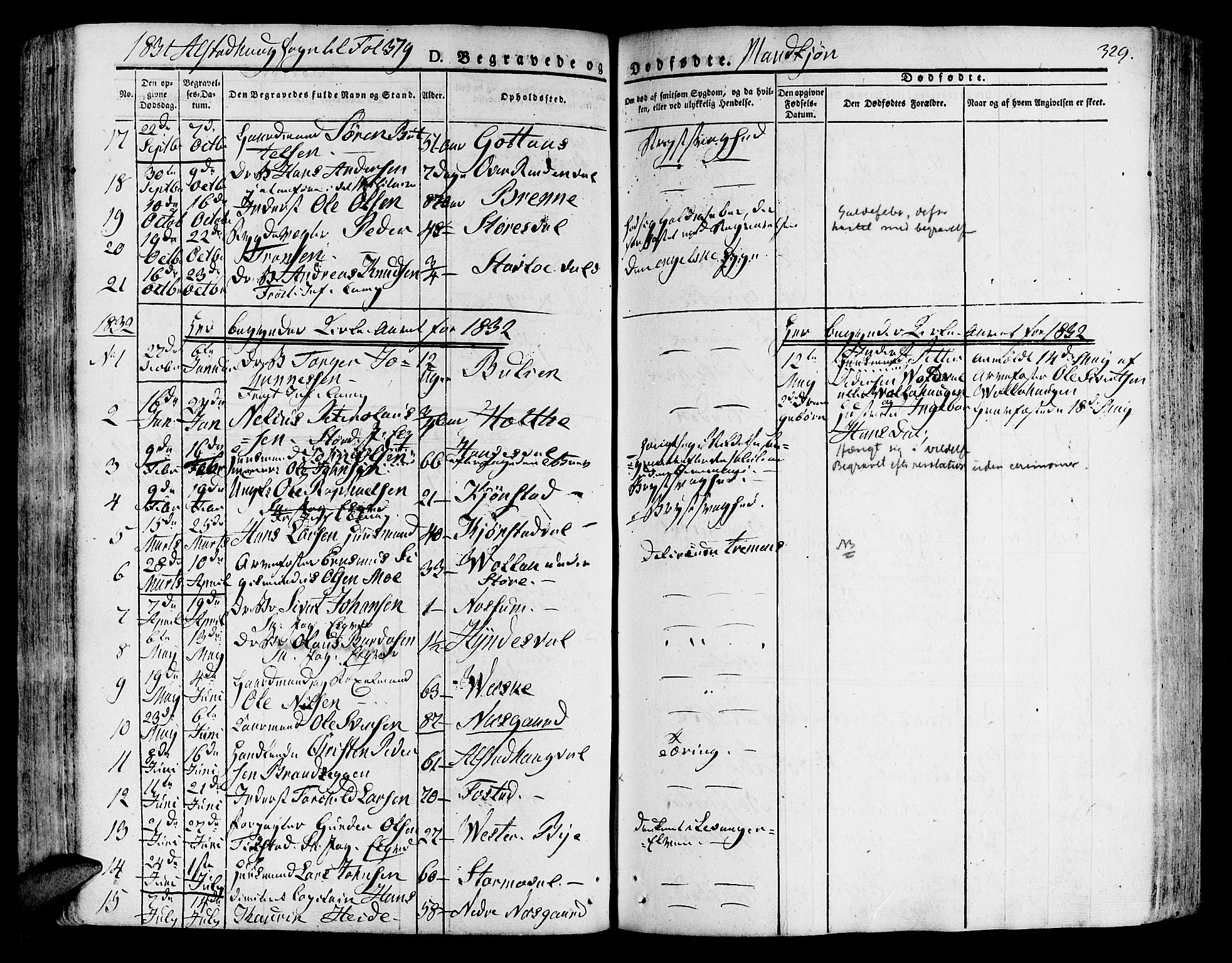 Ministerialprotokoller, klokkerbøker og fødselsregistre - Nord-Trøndelag, SAT/A-1458/717/L0152: Parish register (official) no. 717A05 /1, 1825-1836, p. 329