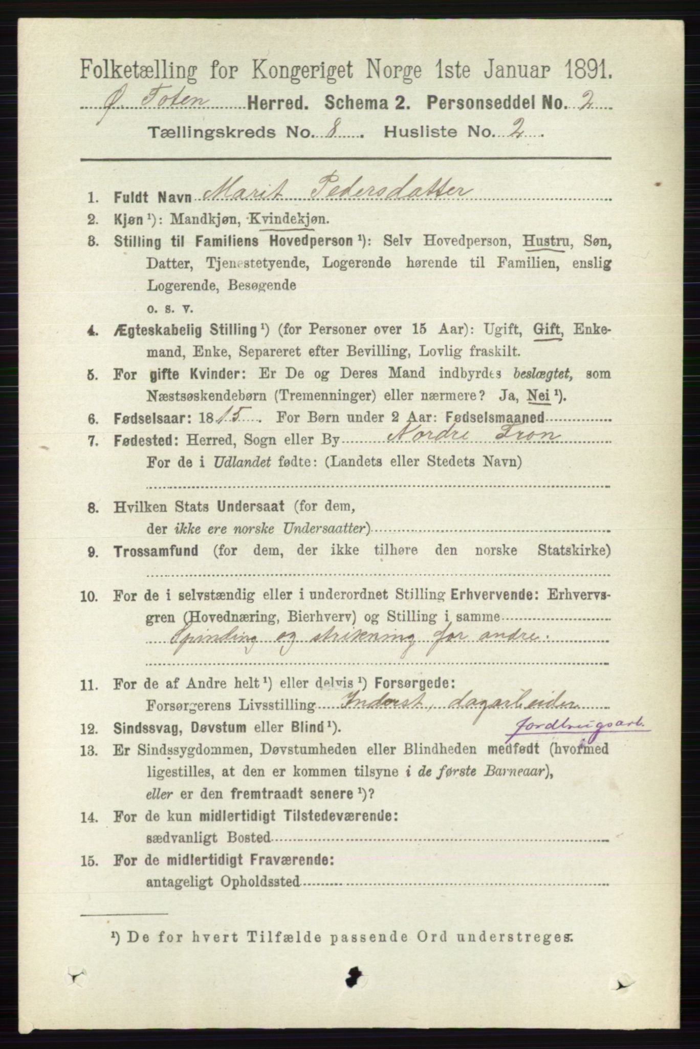 RA, 1891 census for 0528 Østre Toten, 1891, p. 5025