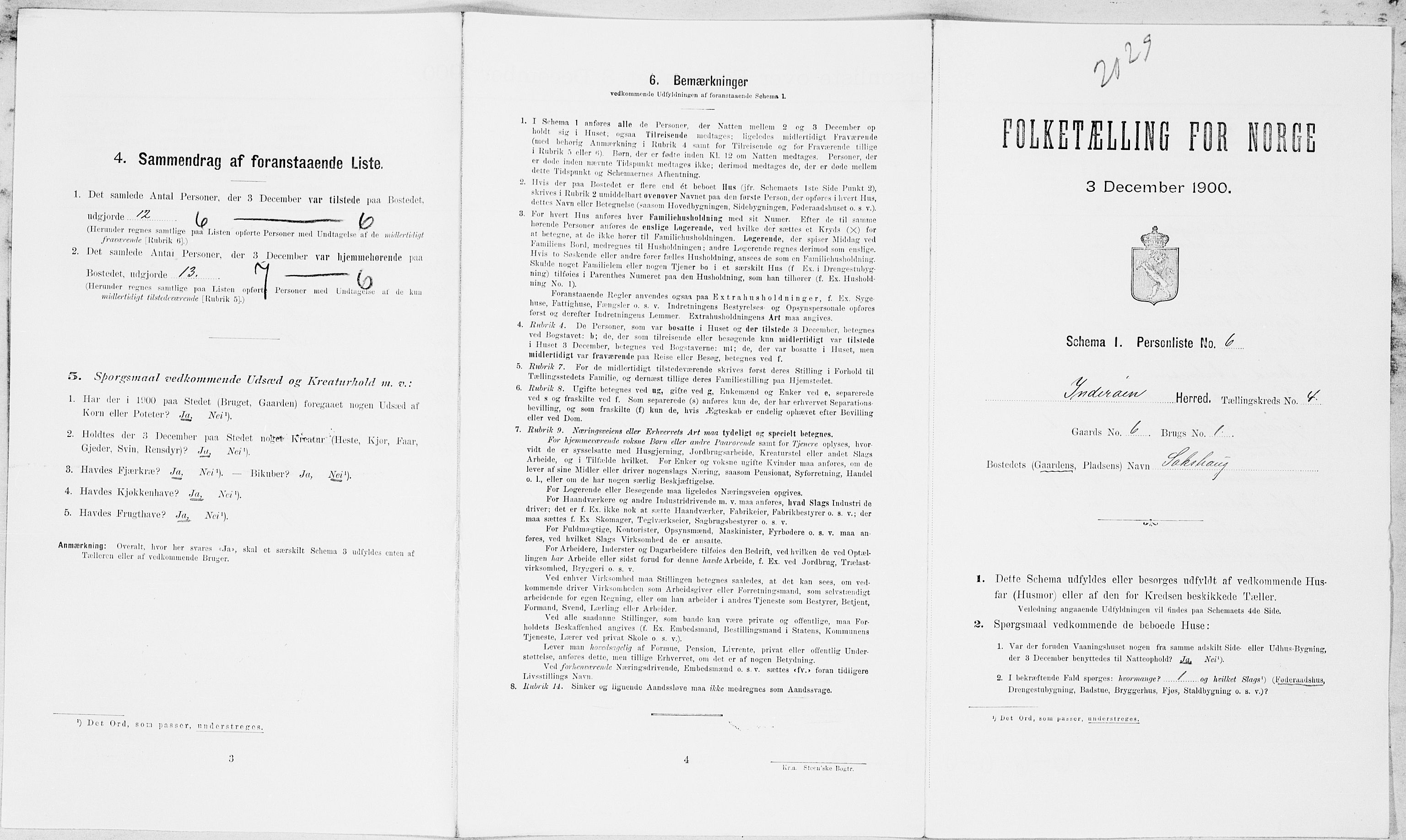 SAT, 1900 census for Inderøy, 1900, p. 604