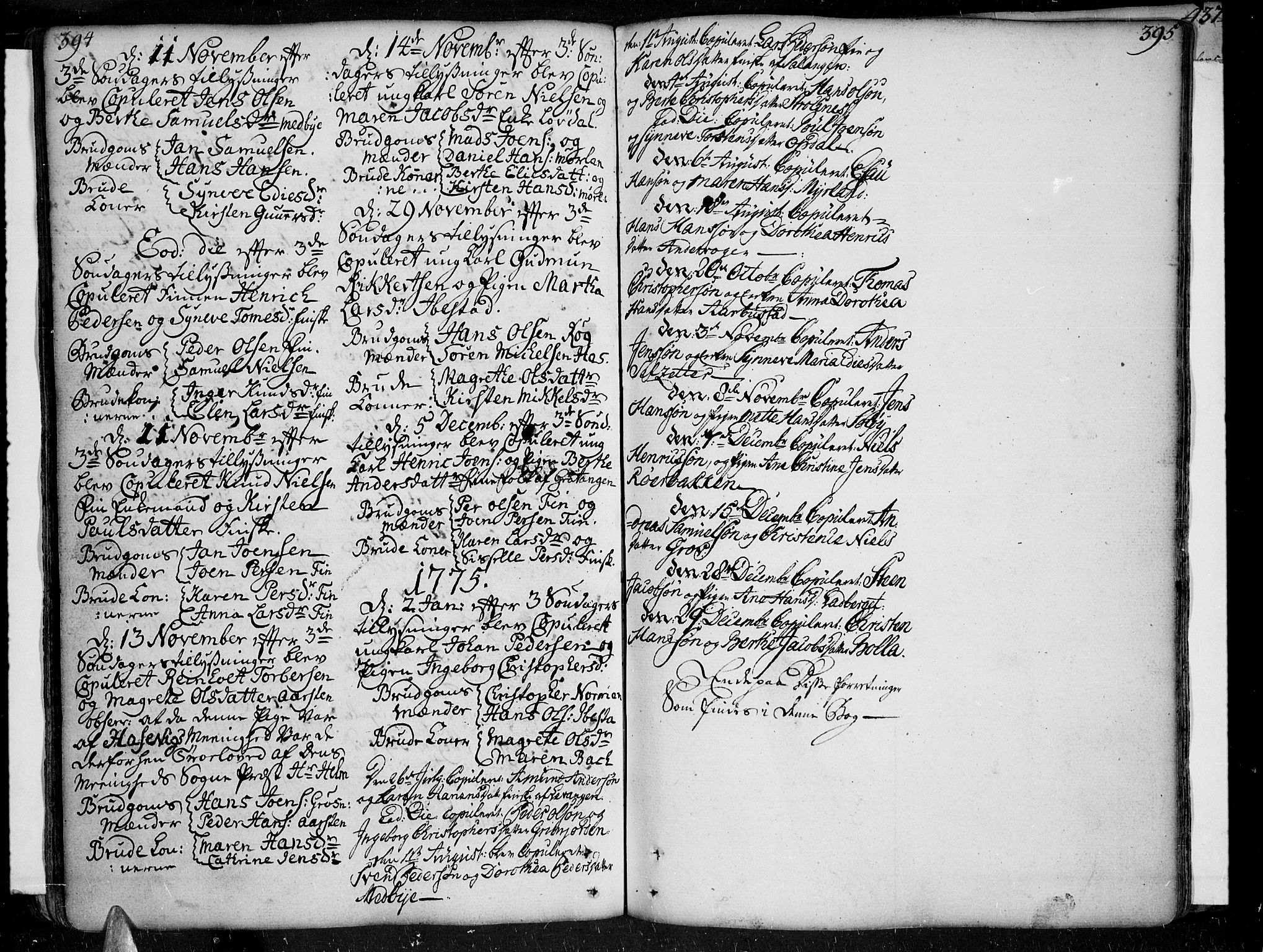 Ibestad sokneprestembete, AV/SATØ-S-0077/H/Ha/Haa/L0002kirke: Parish register (official) no. 2, 1751-1775, p. 394-395