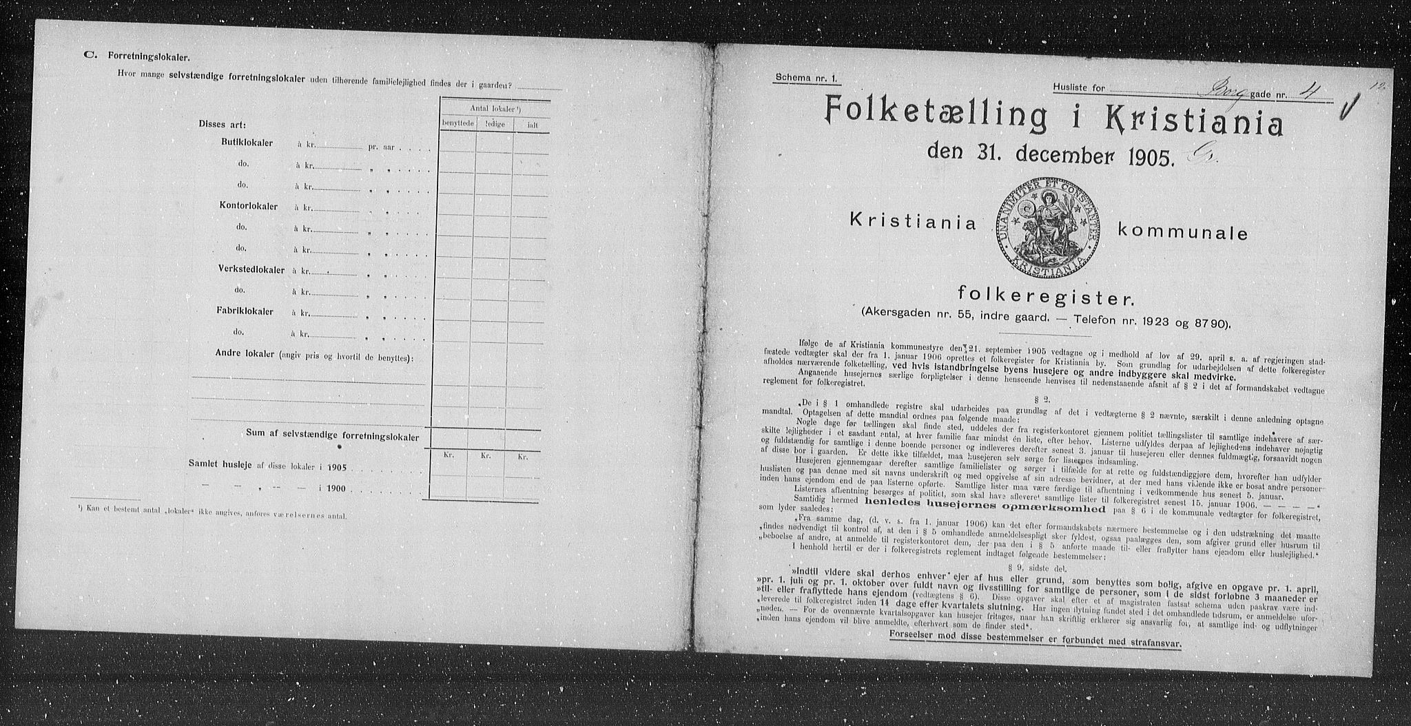 OBA, Municipal Census 1905 for Kristiania, 1905, p. 3940