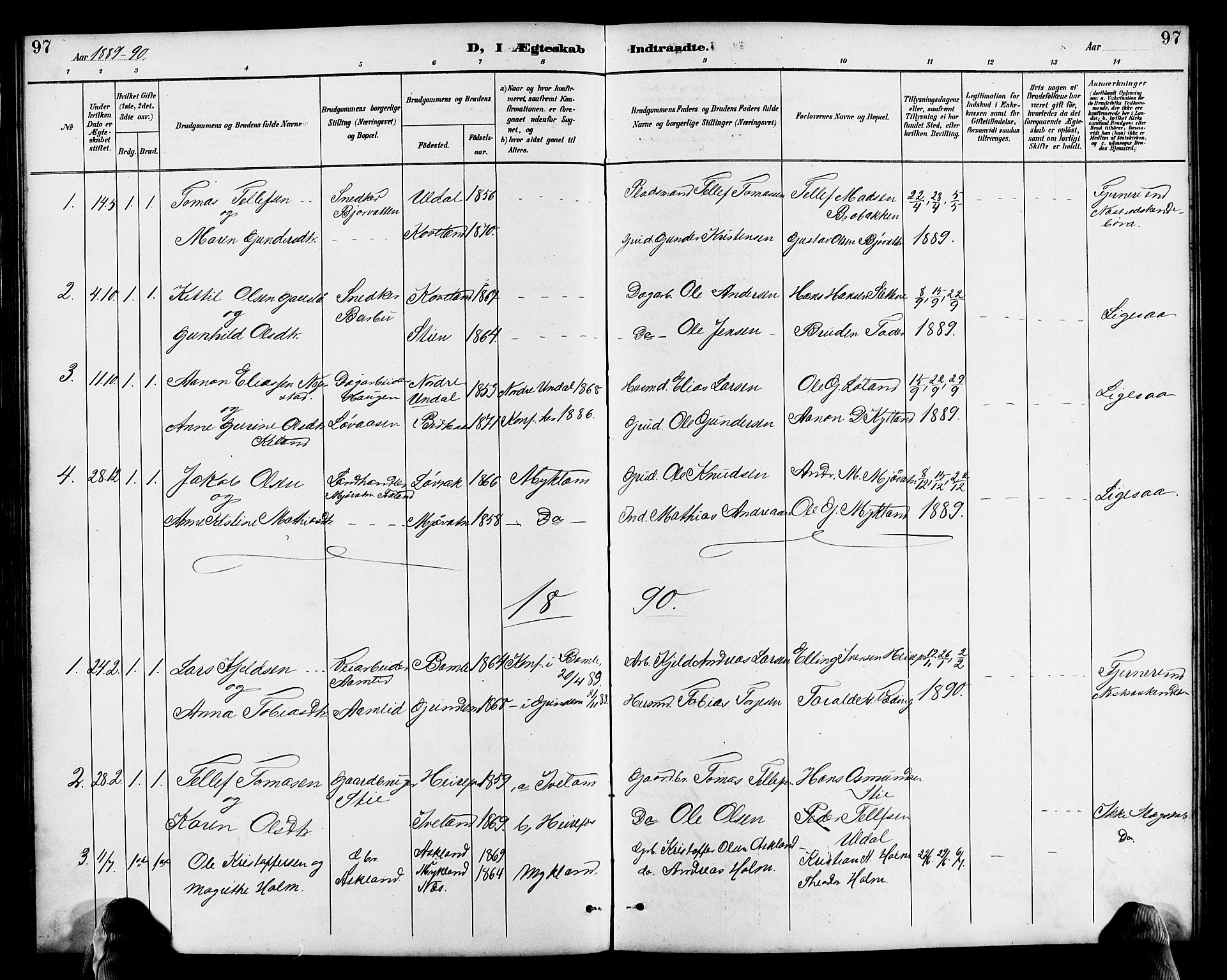 Herefoss sokneprestkontor, AV/SAK-1111-0019/F/Fb/Fba/L0003: Parish register (copy) no. B 3, 1887-1925, p. 97