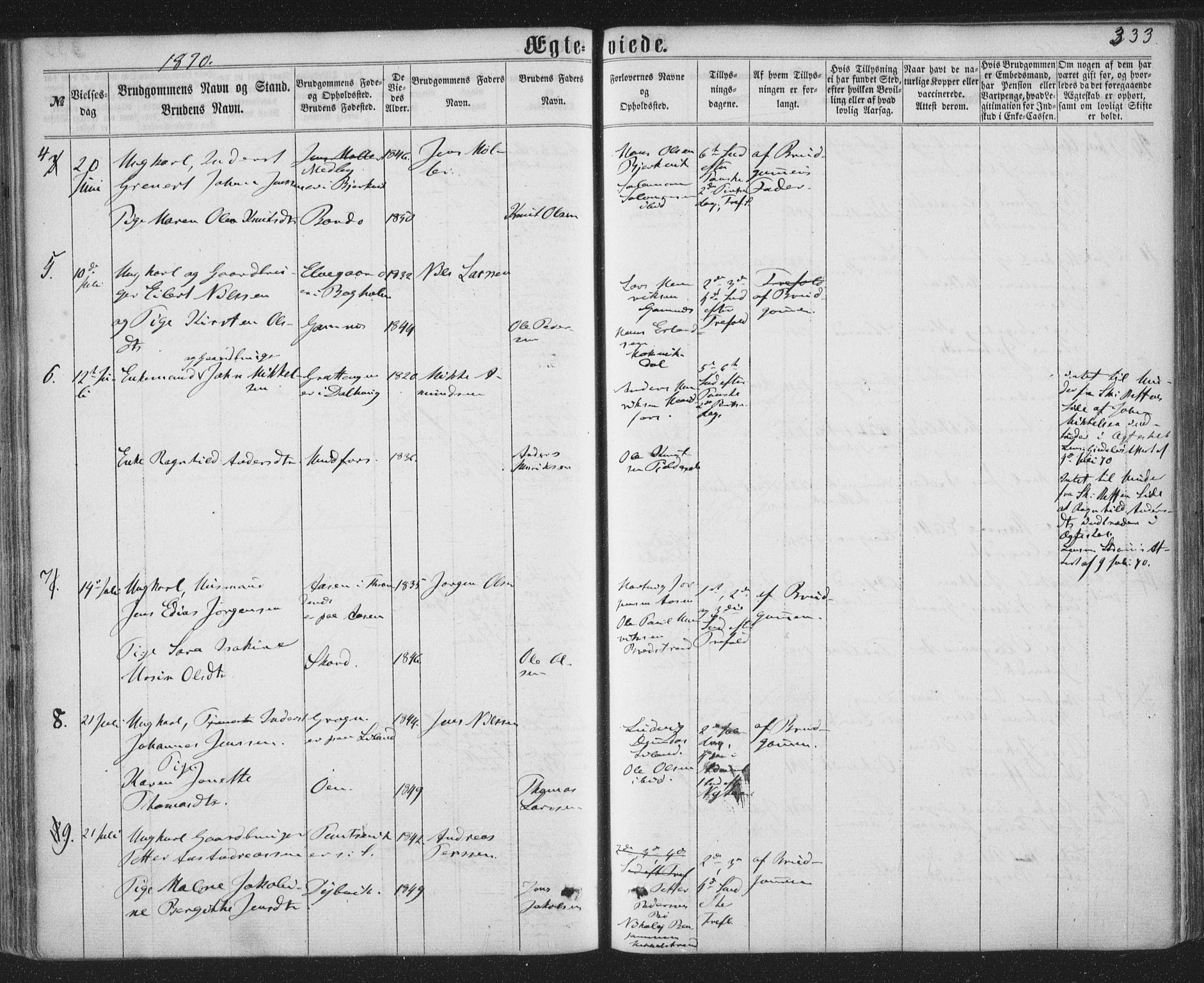 Ministerialprotokoller, klokkerbøker og fødselsregistre - Nordland, AV/SAT-A-1459/863/L0896: Parish register (official) no. 863A08, 1861-1871, p. 333