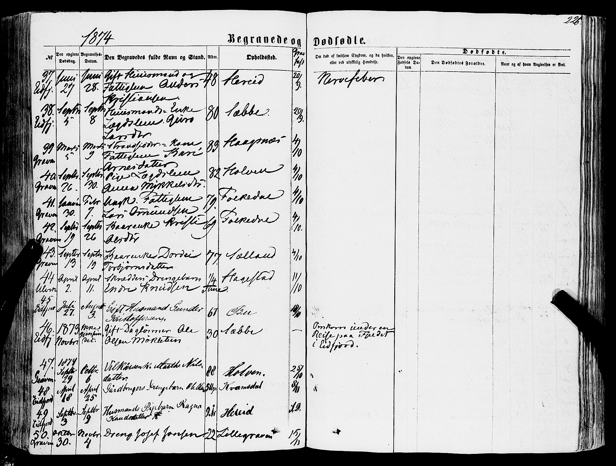 Ulvik sokneprestembete, AV/SAB-A-78801/H/Haa: Parish register (official) no. A 15, 1864-1878, p. 226