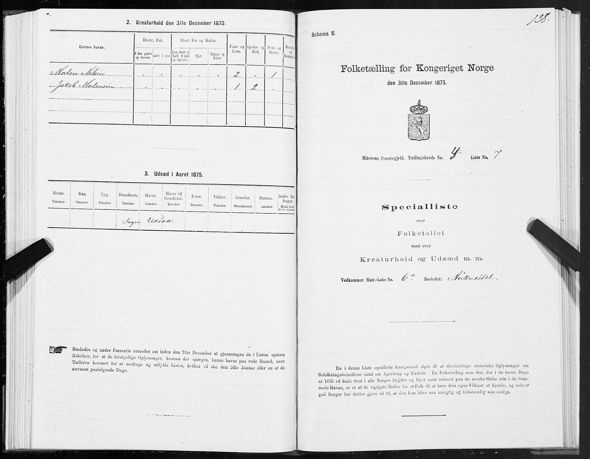 SAT, 1875 census for 1617P Hitra, 1875, p. 2138