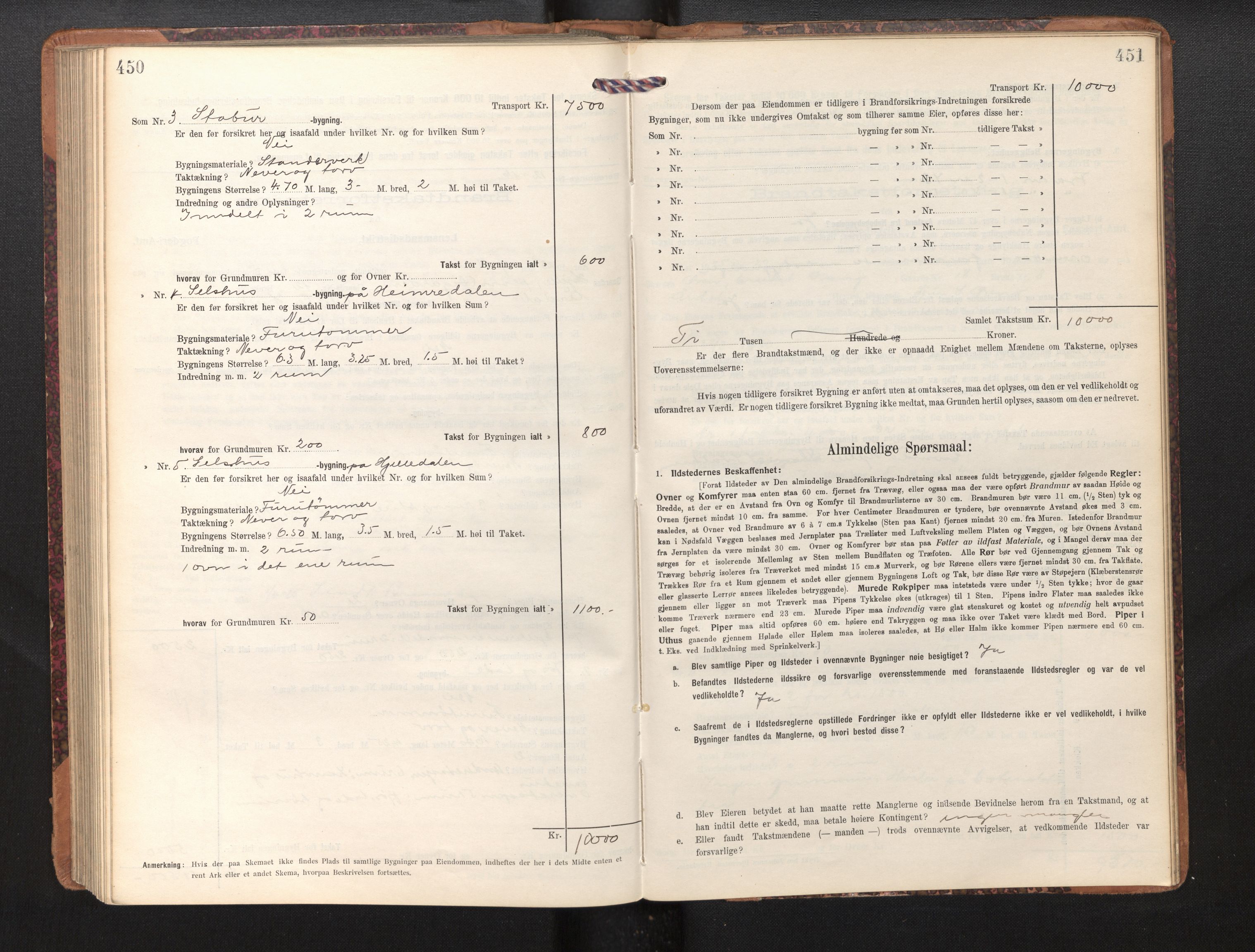 Lensmannen i Årdal, AV/SAB-A-30501/0012/L0009: Branntakstprotokoll, skjematakst, 1914-1926, p. 450-451