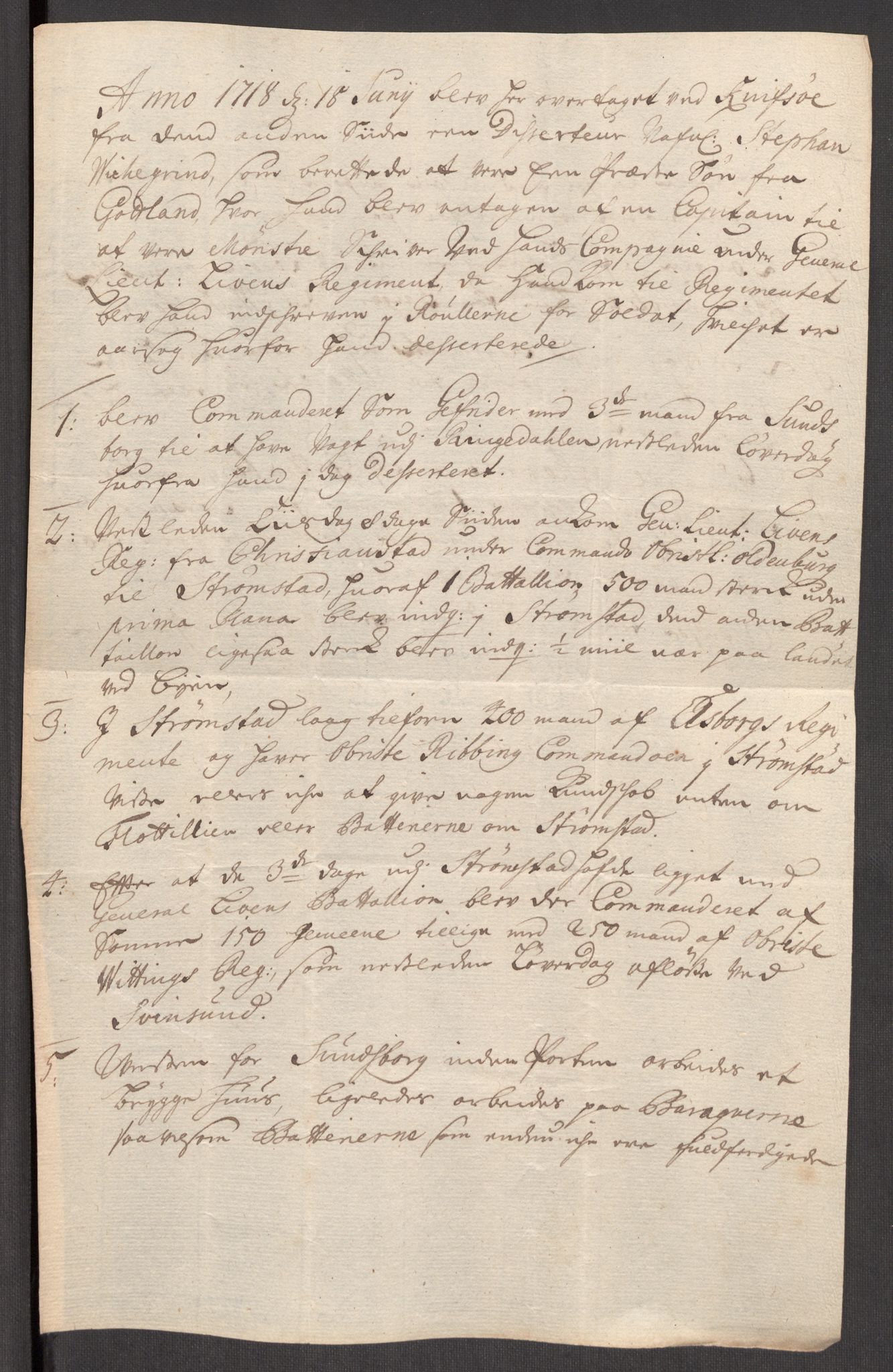 Kommanderende general (KG I) med Det norske krigsdirektorium, AV/RA-EA-5419/E/Eb/L0012: Kunnskap om fienden, kronologisk ordnet, 1718-1719, p. 27