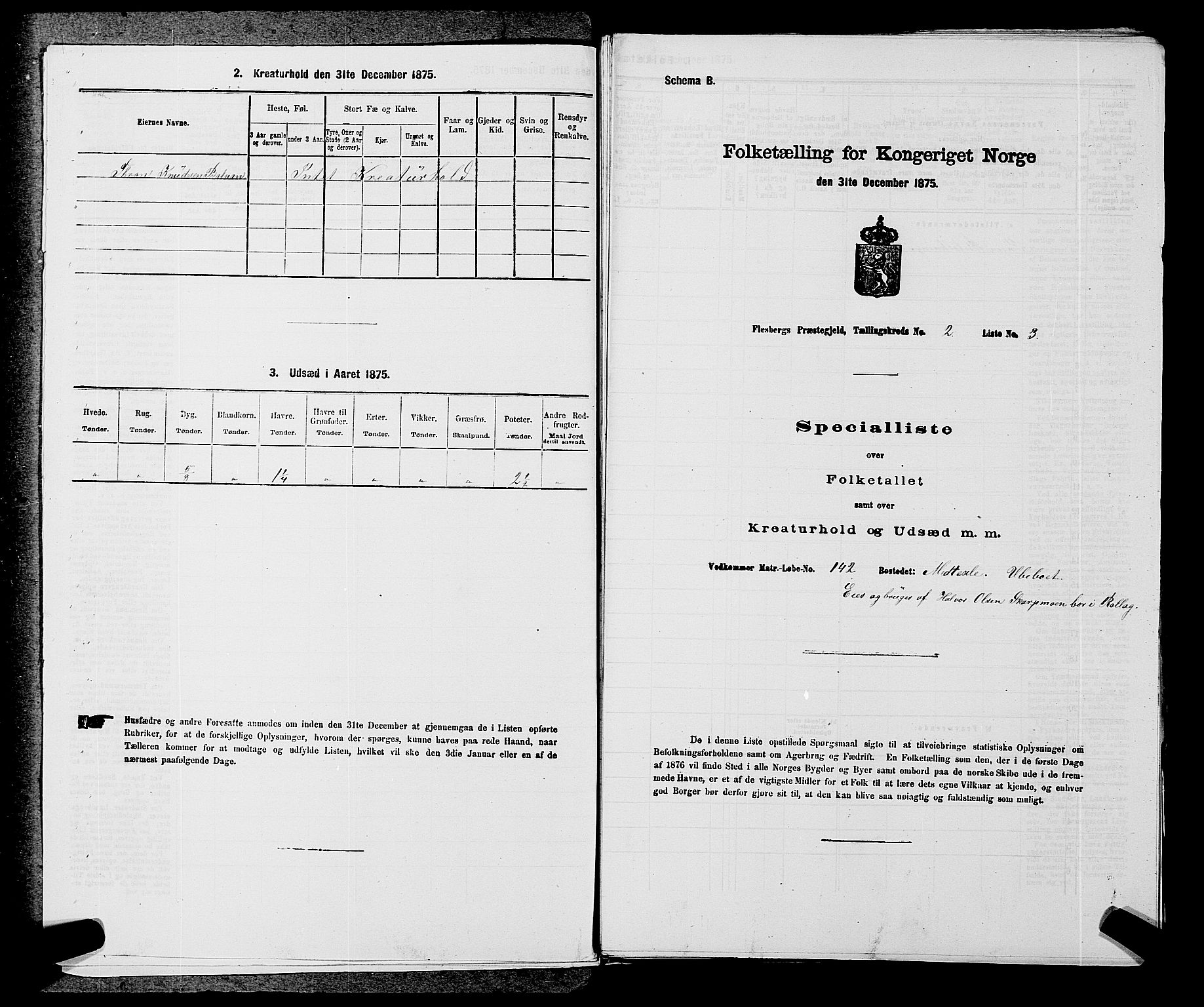 SAKO, 1875 census for 0631P Flesberg, 1875, p. 485