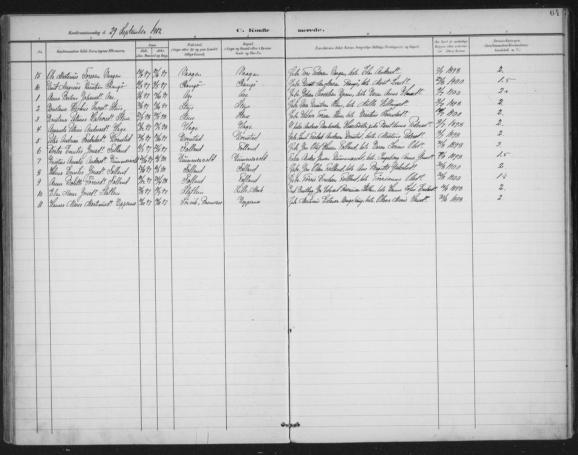 Ministerialprotokoller, klokkerbøker og fødselsregistre - Møre og Romsdal, SAT/A-1454/570/L0833: Parish register (official) no. 570A07, 1901-1914, p. 64