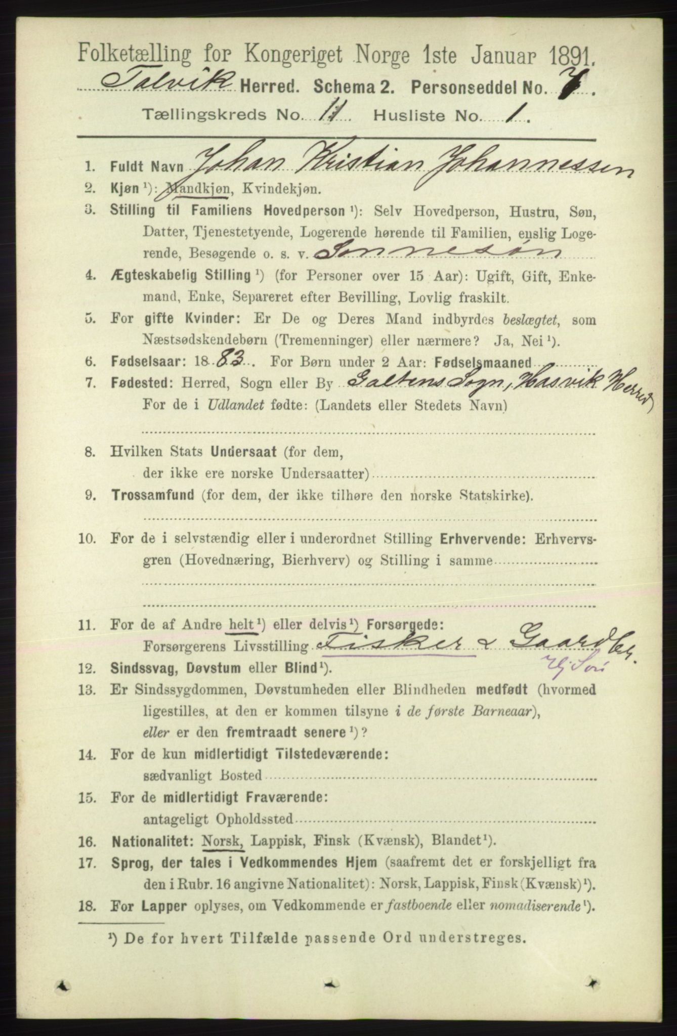 RA, 1891 census for 2013 Talvik, 1891, p. 2705